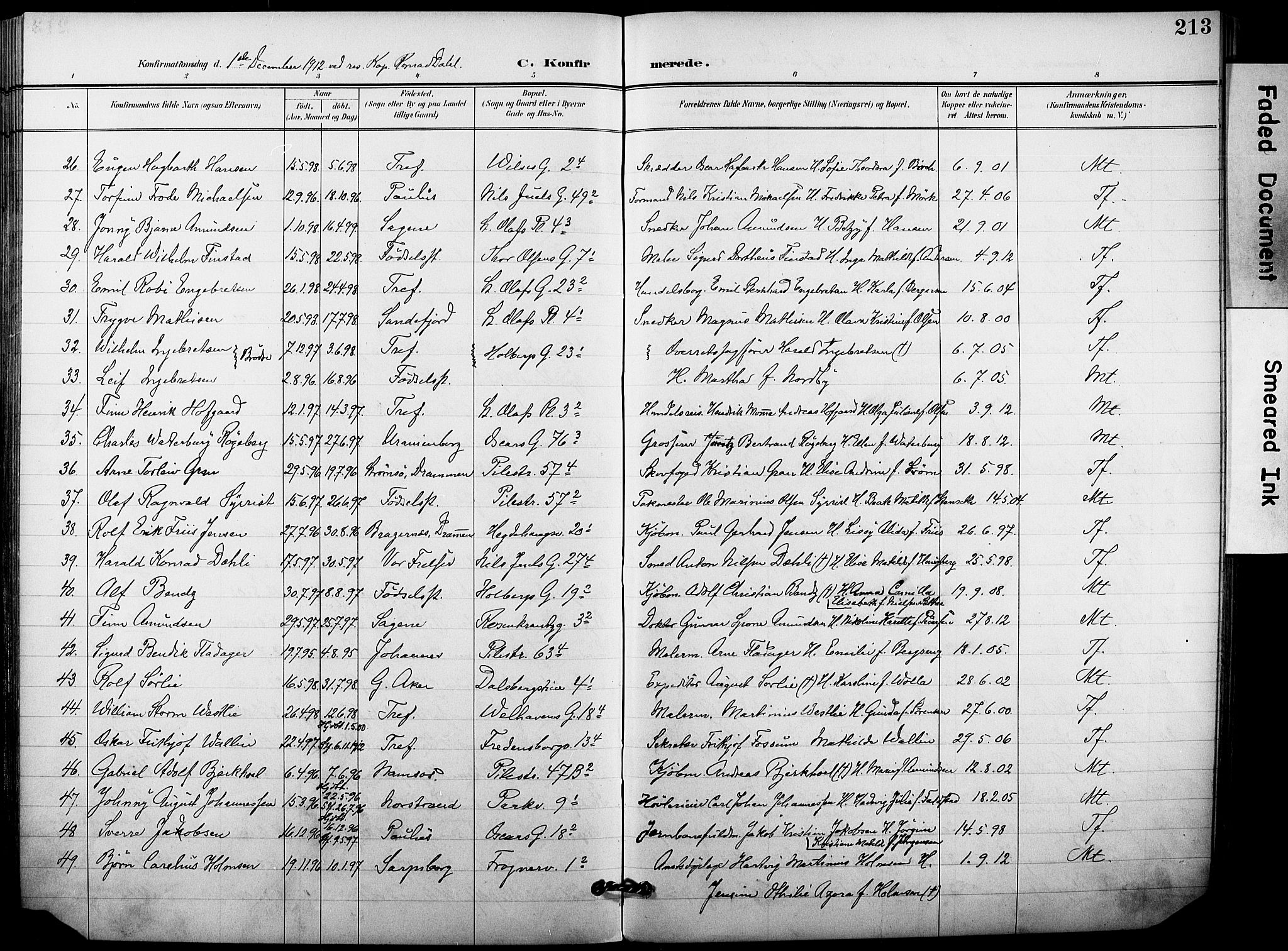 Trefoldighet prestekontor Kirkebøker, AV/SAO-A-10882/F/Fb/L0004: Parish register (official) no. II 4, 1896-1915, p. 213