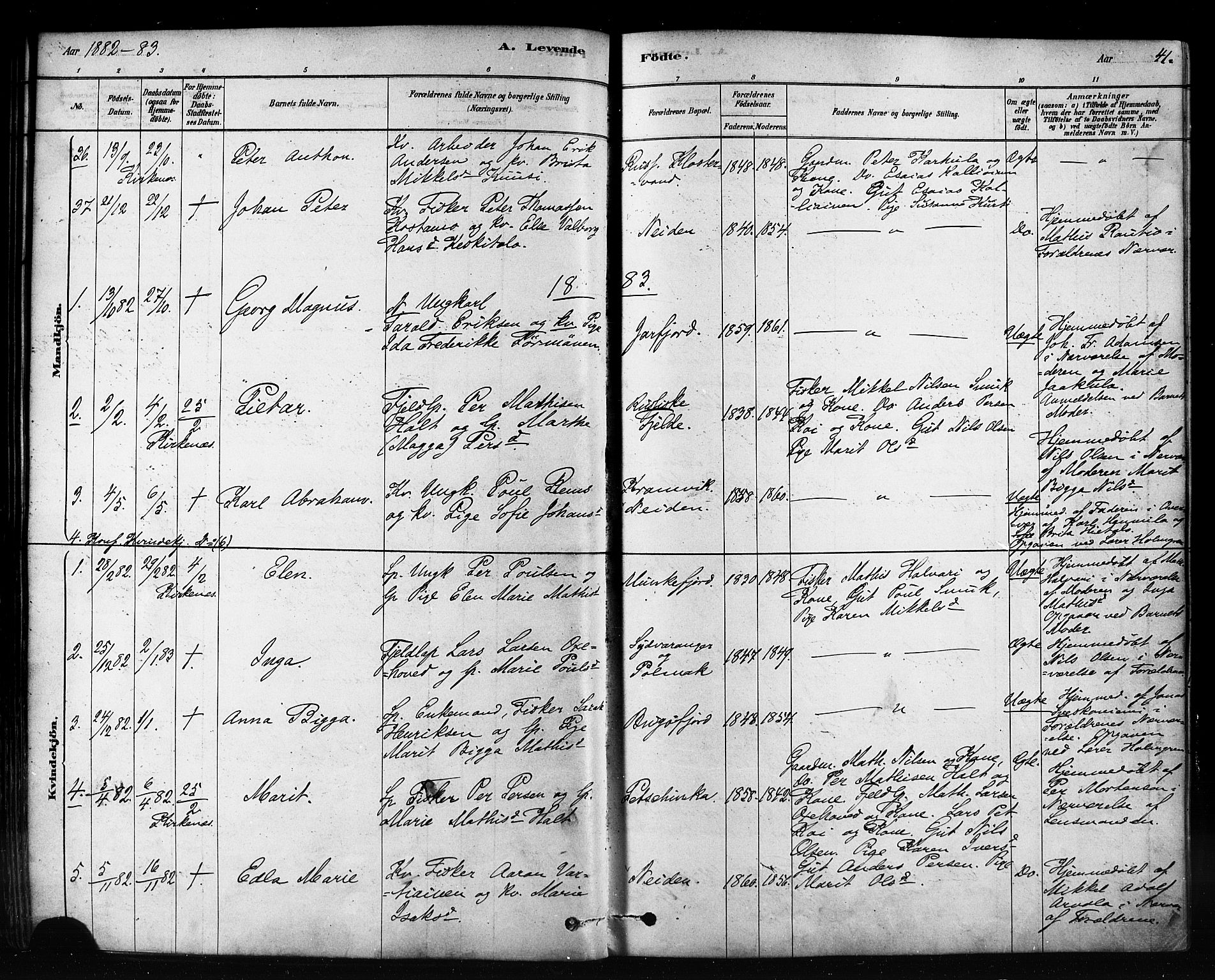 Sør-Varanger sokneprestkontor, AV/SATØ-S-1331/H/Ha/L0003kirke: Parish register (official) no. 3, 1878-1891, p. 41