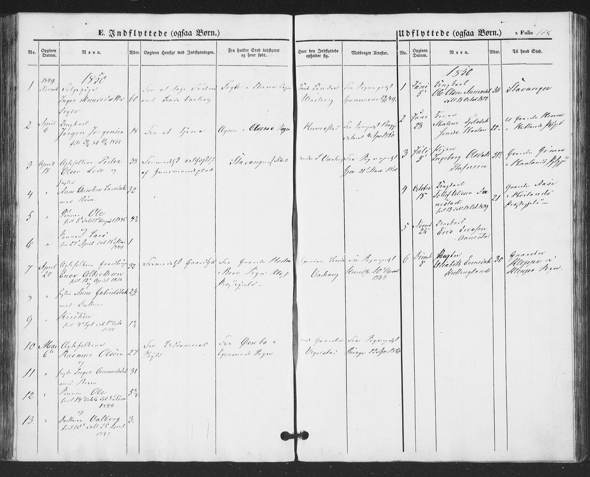 Hå sokneprestkontor, AV/SAST-A-101801/001/30BA/L0007: Parish register (official) no. A 6, 1842-1855, p. 168