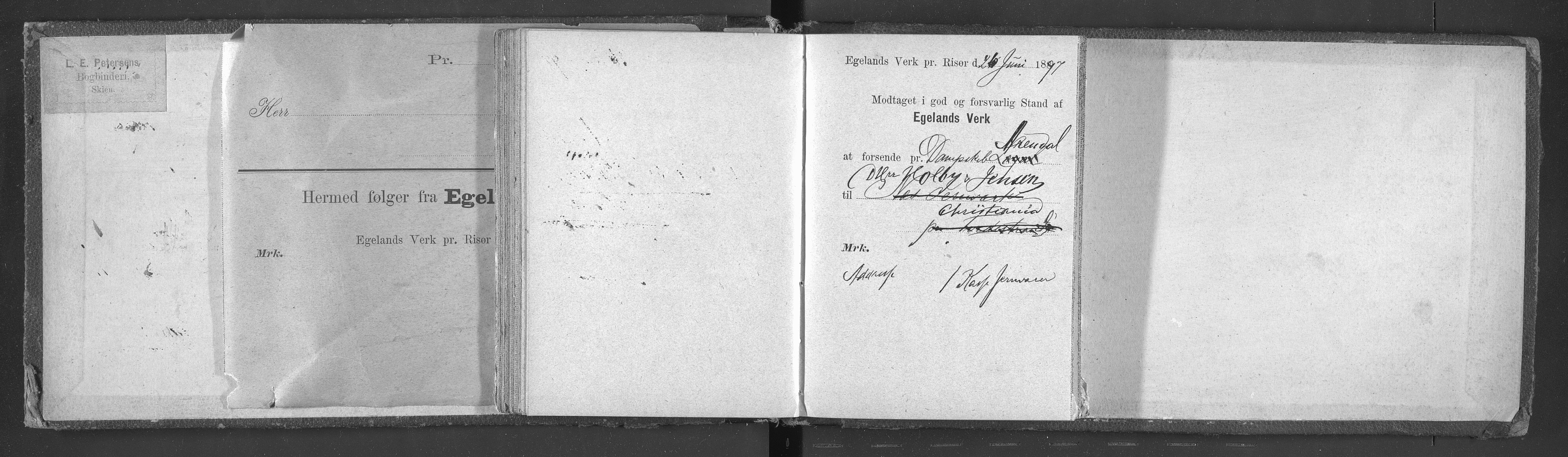 Egelands Jernverk, AAKS/PA-1907/01/L0030: Kvitteringsbok, 1889-1901