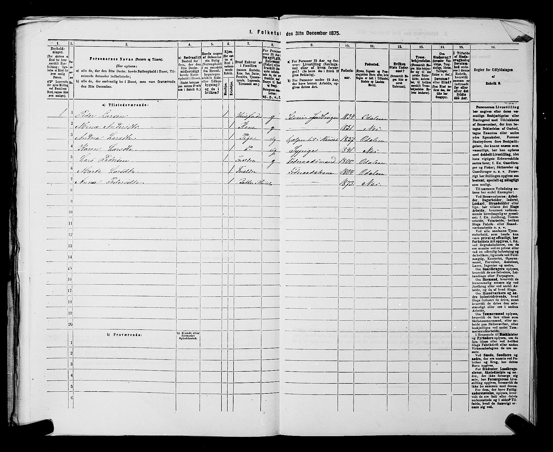 RA, 1875 census for 0236P Nes, 1875, p. 1486