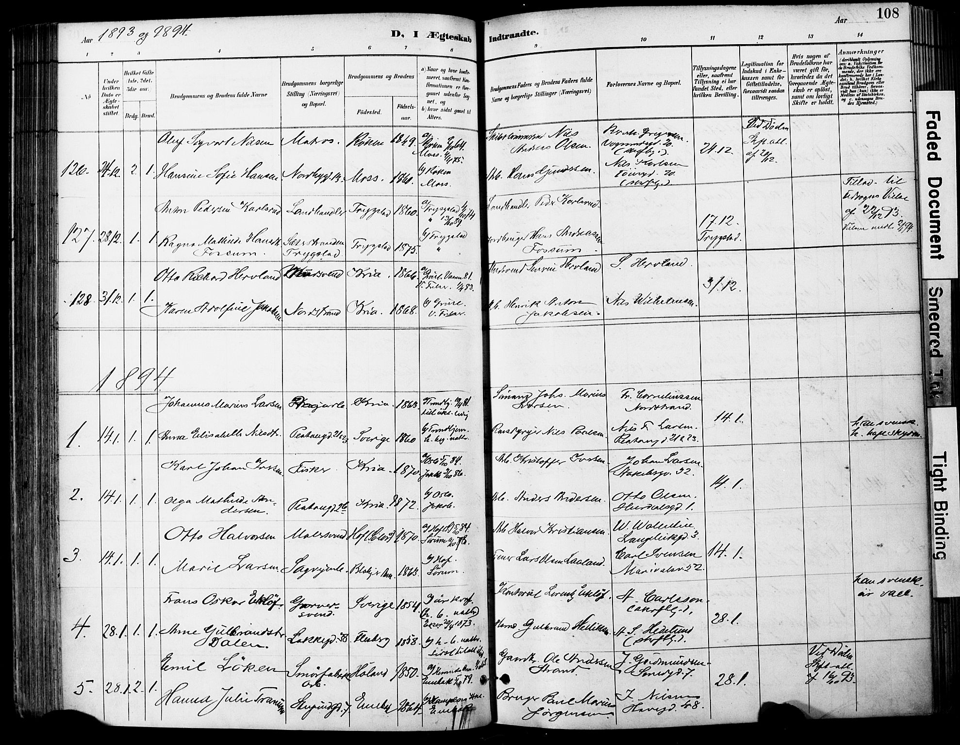 Grønland prestekontor Kirkebøker, SAO/A-10848/F/Fa/L0013: Parish register (official) no. 13, 1887-1906, p. 108