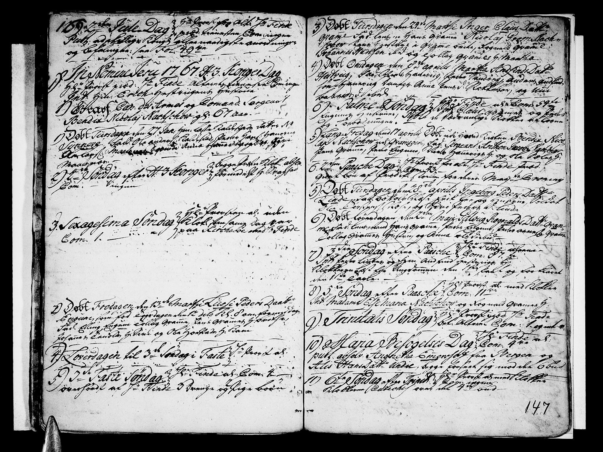 Vik sokneprestembete, SAB/A-81501: Parish register (official) no. A 3 /4, 1755-1771, p. 147