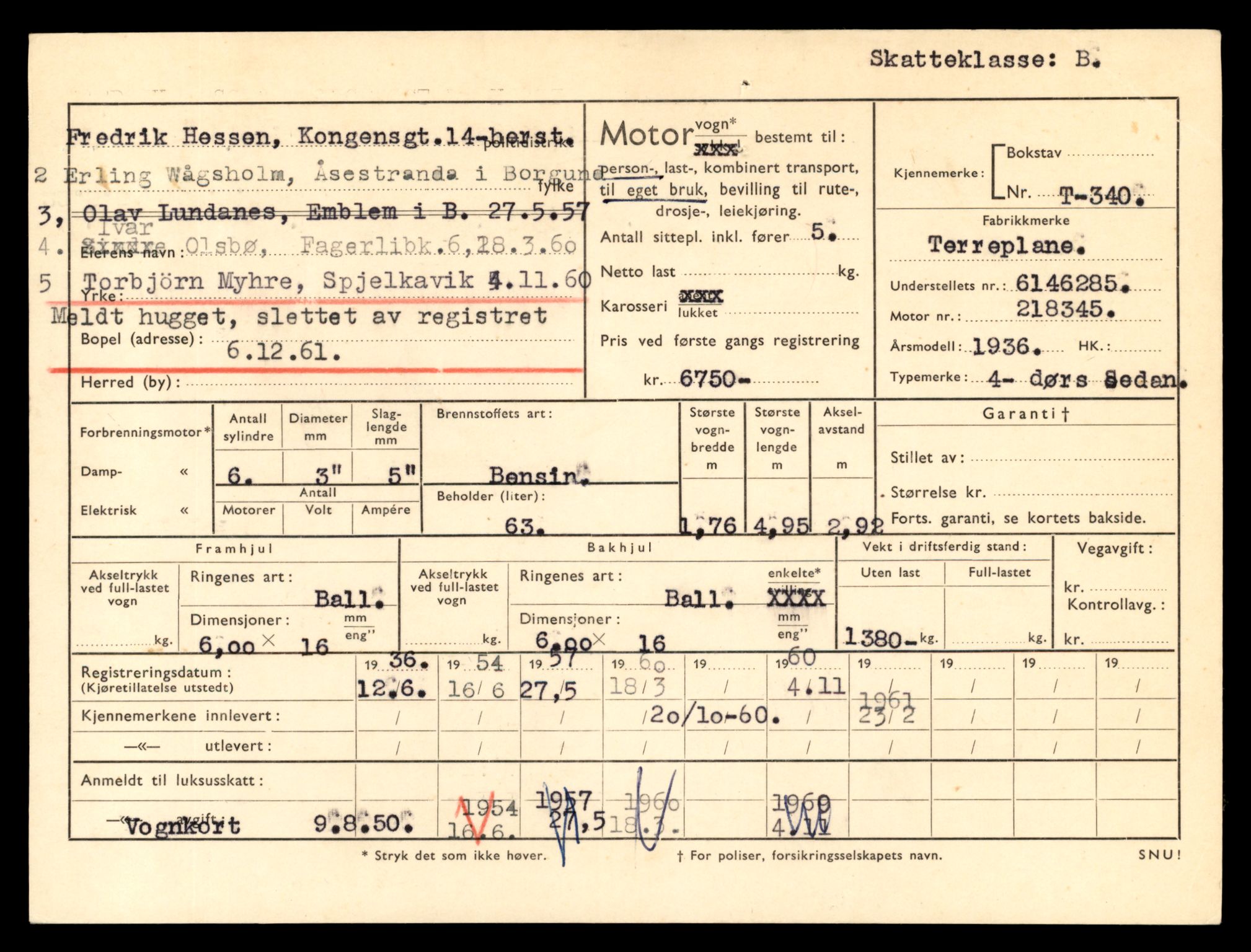 Møre og Romsdal vegkontor - Ålesund trafikkstasjon, AV/SAT-A-4099/F/Fe/L0003: Registreringskort for kjøretøy T 232 - T 340, 1927-1998, p. 2318