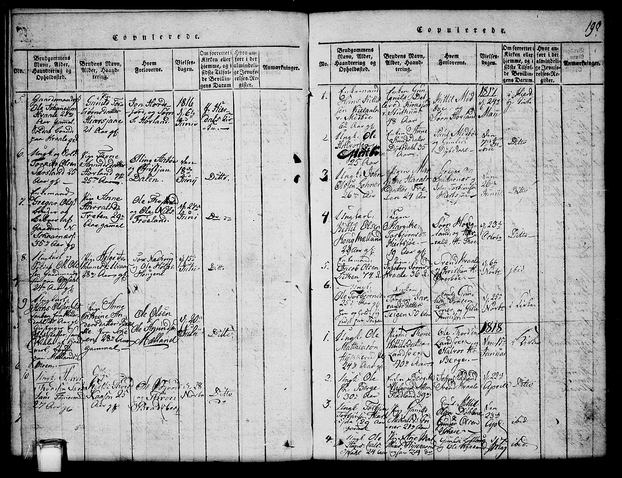 Hjartdal kirkebøker, SAKO/A-270/G/Ga/L0001: Parish register (copy) no. I 1, 1815-1842, p. 190