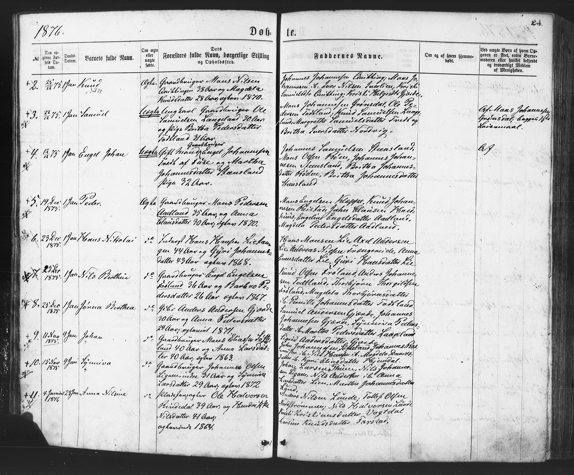 Os sokneprestembete, SAB/A-99929: Parish register (official) no. A 18, 1874-1884, p. 24