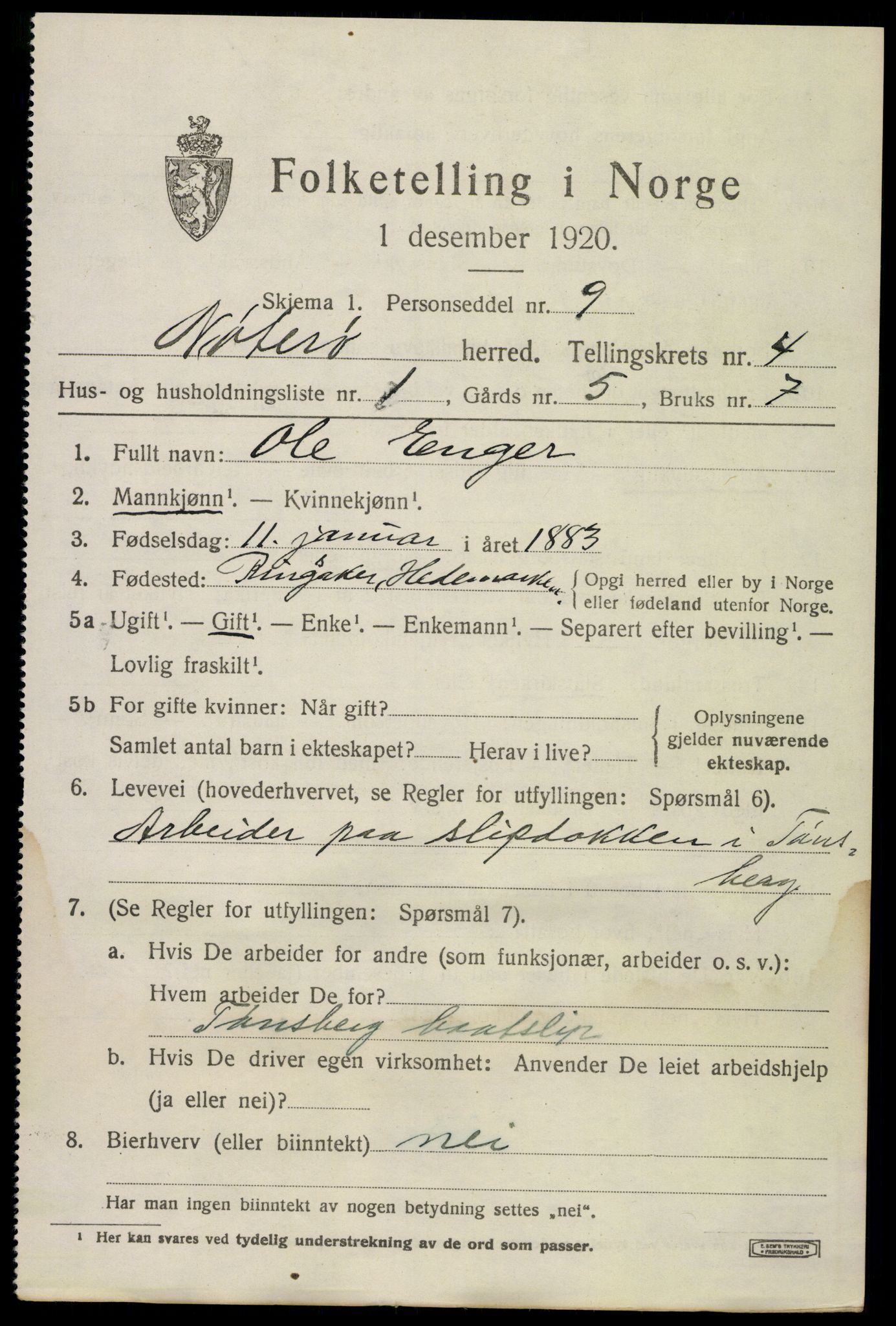 SAKO, 1920 census for Nøtterøy, 1920, p. 6675