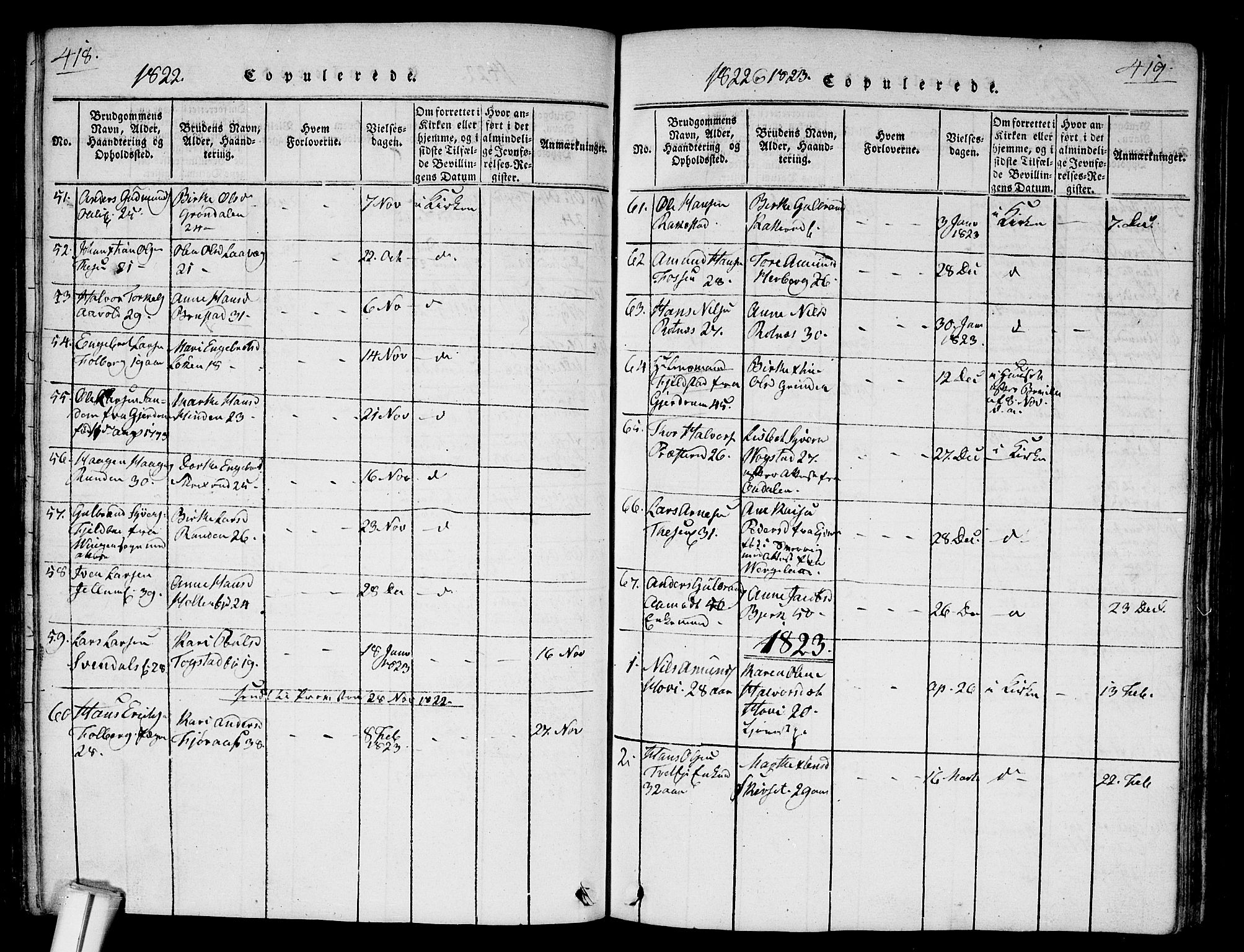 Nes prestekontor Kirkebøker, SAO/A-10410/G/Ga/L0001: Parish register (copy) no. I 1, 1815-1835, p. 418-419