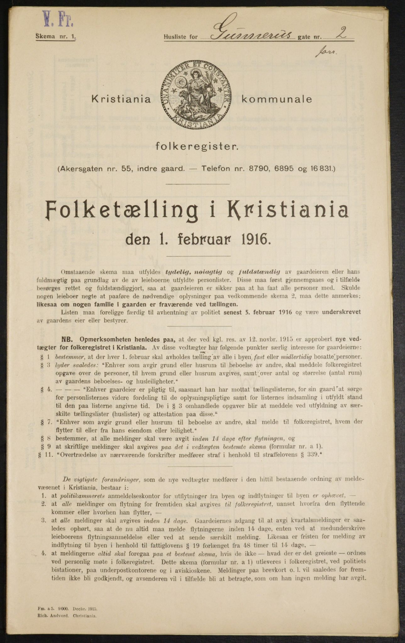 OBA, Municipal Census 1916 for Kristiania, 1916, p. 5263