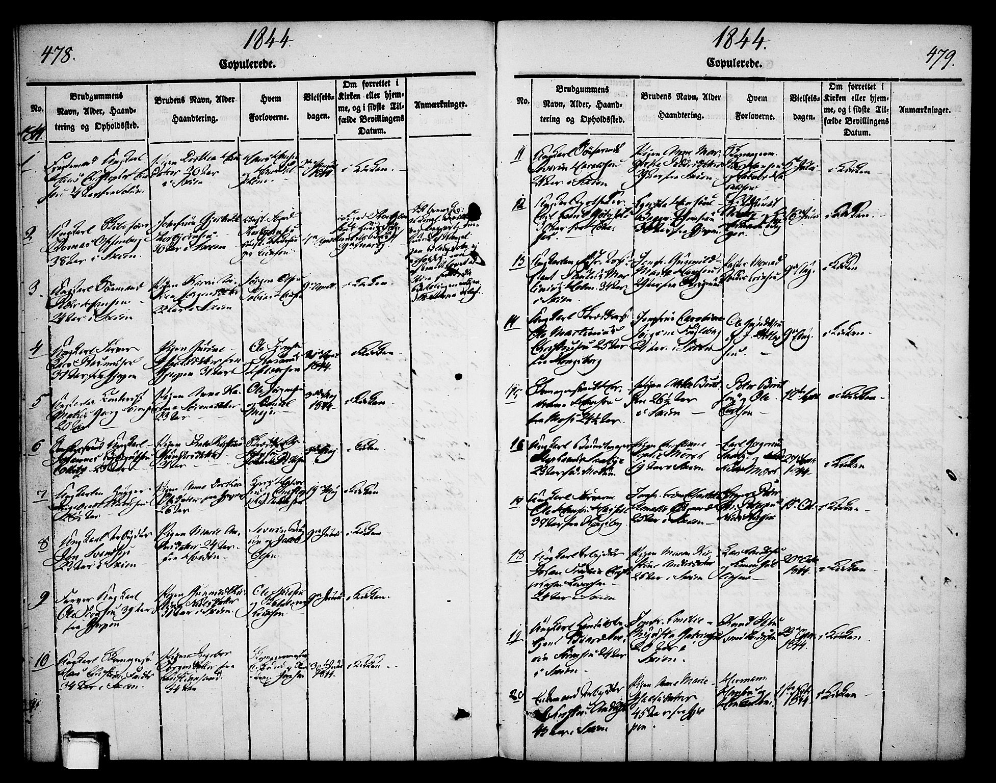 Skien kirkebøker, AV/SAKO-A-302/F/Fa/L0006b: Parish register (official) no. 6B, 1843-1846, p. 478-479