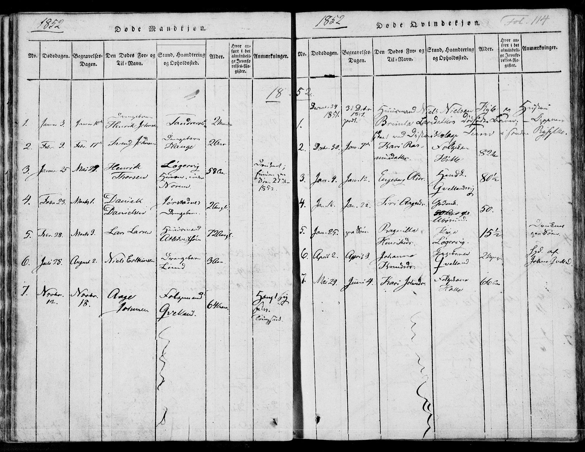 Nedstrand sokneprestkontor, AV/SAST-A-101841/01/IV: Parish register (official) no. A 7, 1816-1870, p. 114