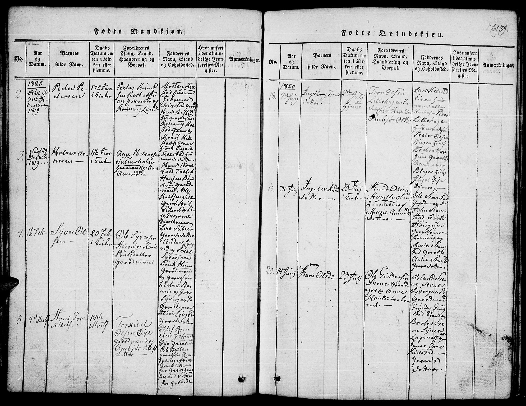 Lom prestekontor, SAH/PREST-070/L/L0001: Parish register (copy) no. 1, 1815-1836, p. 39