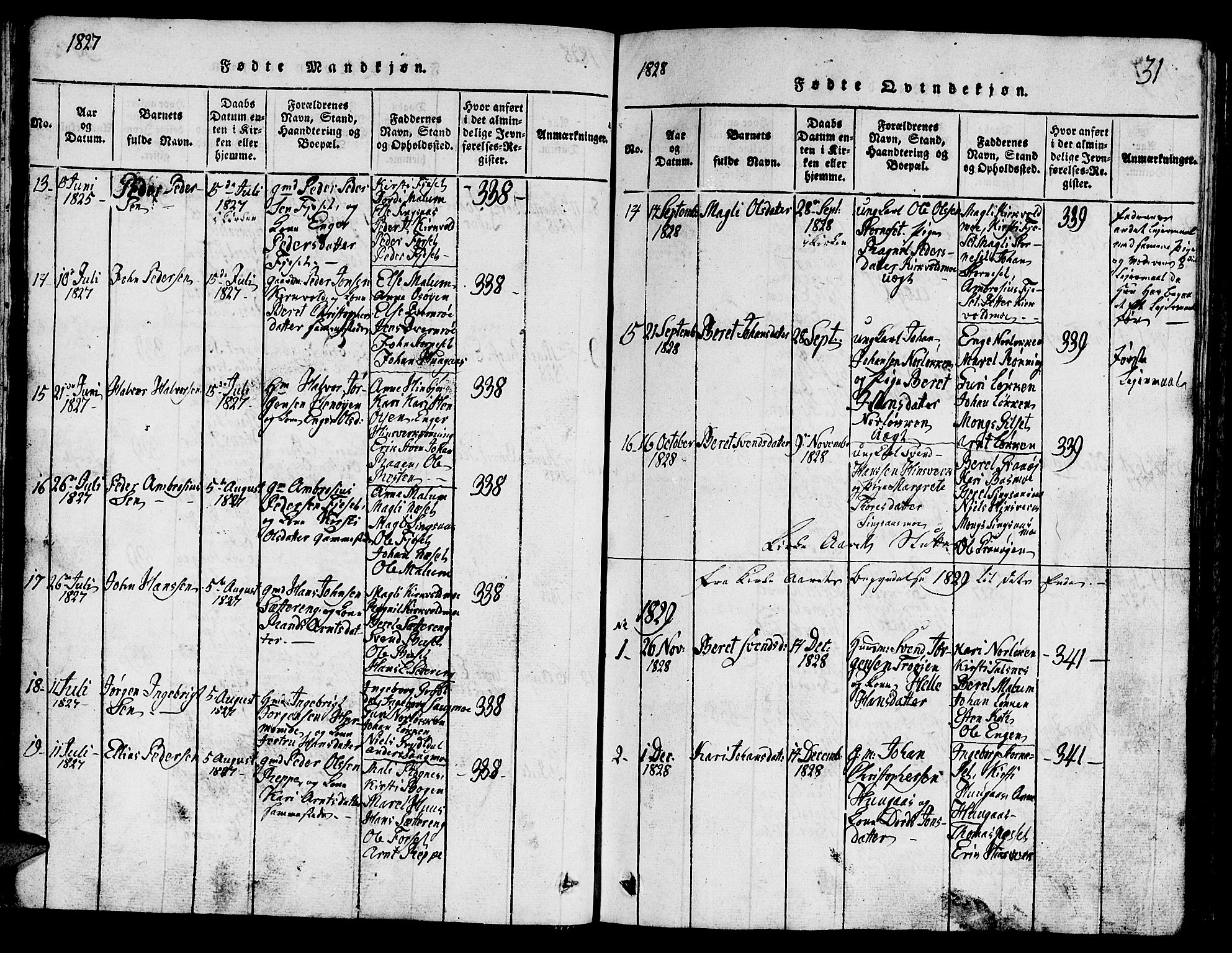 Ministerialprotokoller, klokkerbøker og fødselsregistre - Sør-Trøndelag, AV/SAT-A-1456/688/L1026: Parish register (copy) no. 688C01, 1817-1860, p. 31