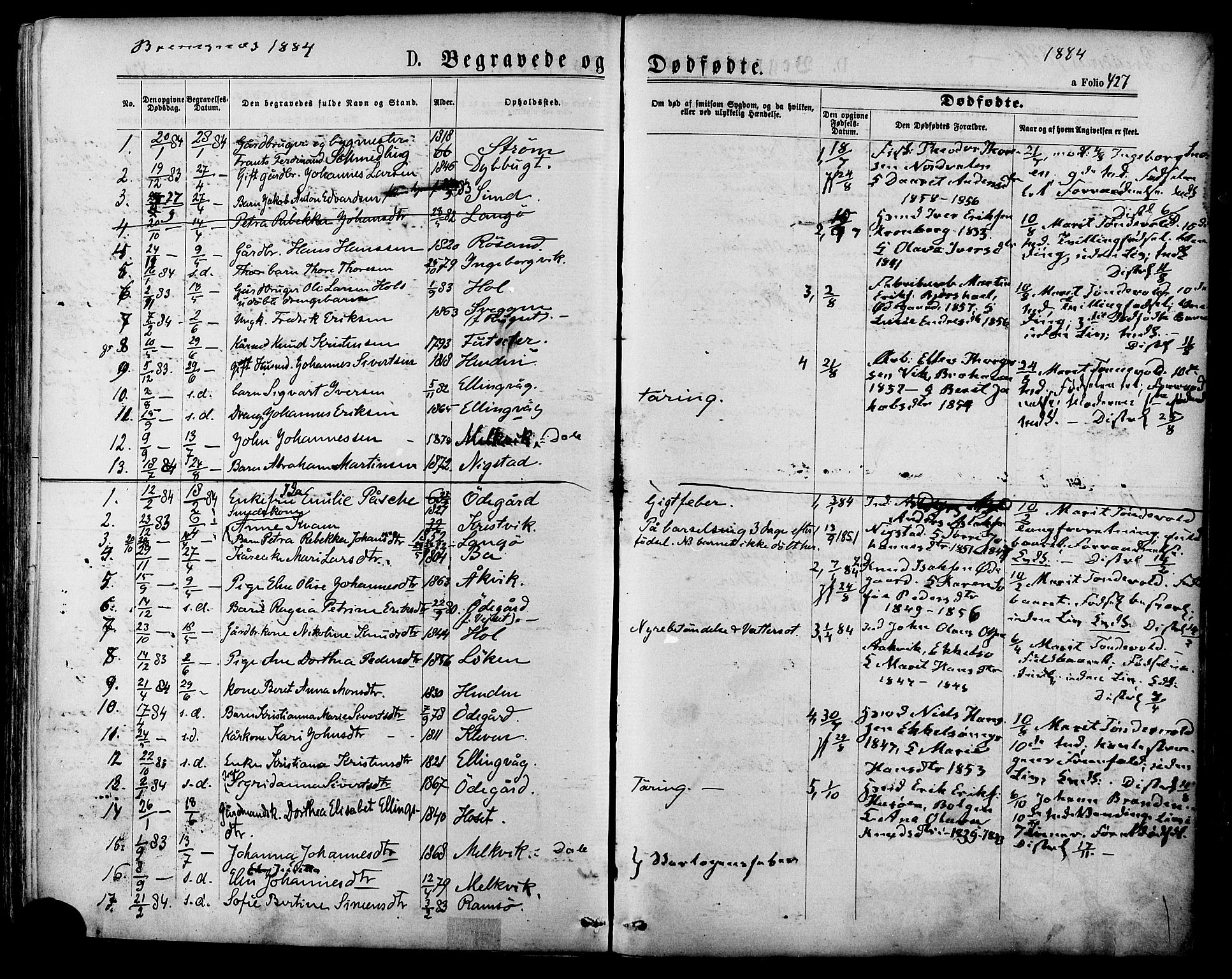 Ministerialprotokoller, klokkerbøker og fødselsregistre - Møre og Romsdal, SAT/A-1454/568/L0806: Parish register (official) no. 568A12 /3, 1878-1884, p. 427