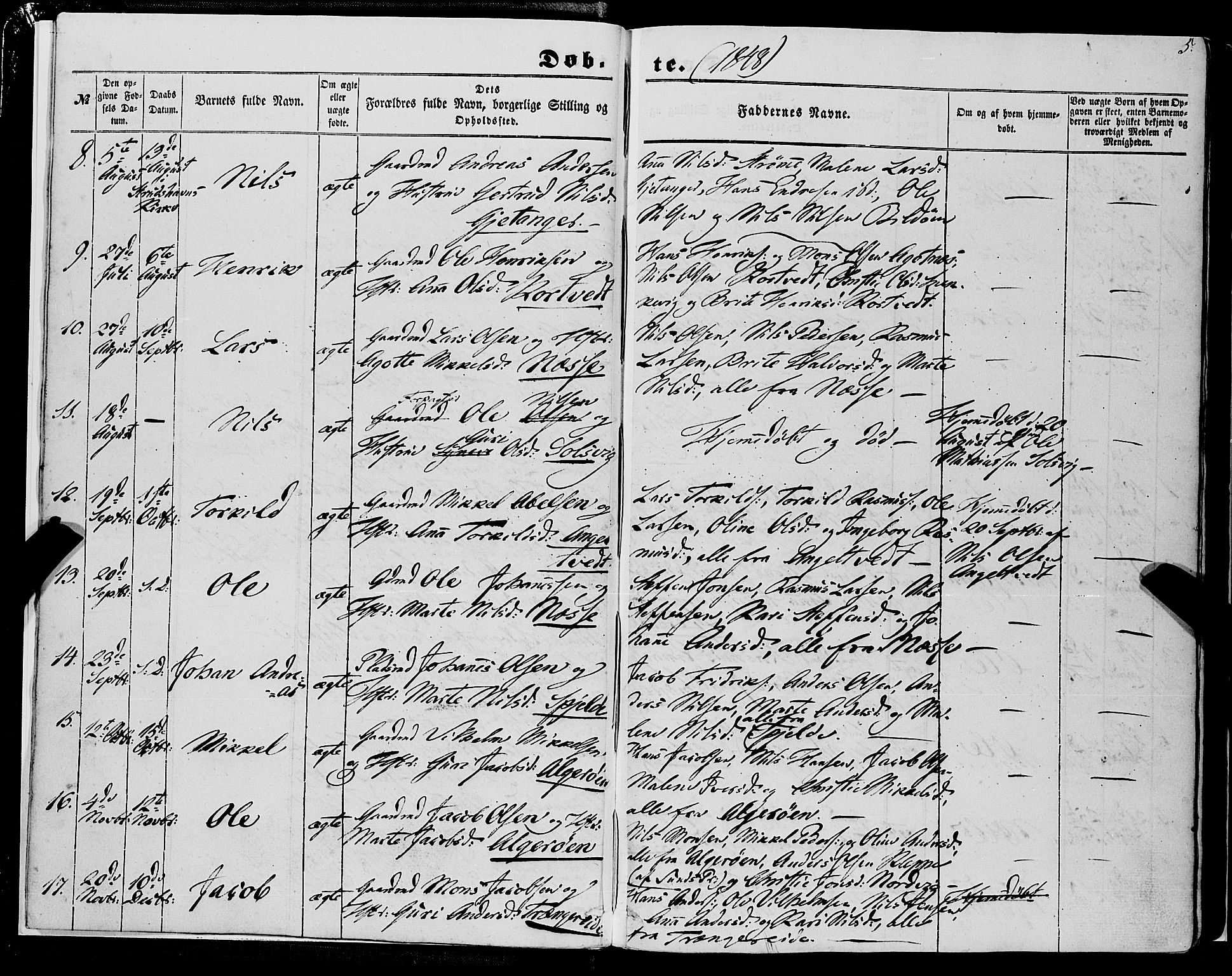 Fjell sokneprestembete, AV/SAB-A-75301/H/Haa: Parish register (official) no. A 2, 1847-1864, p. 5