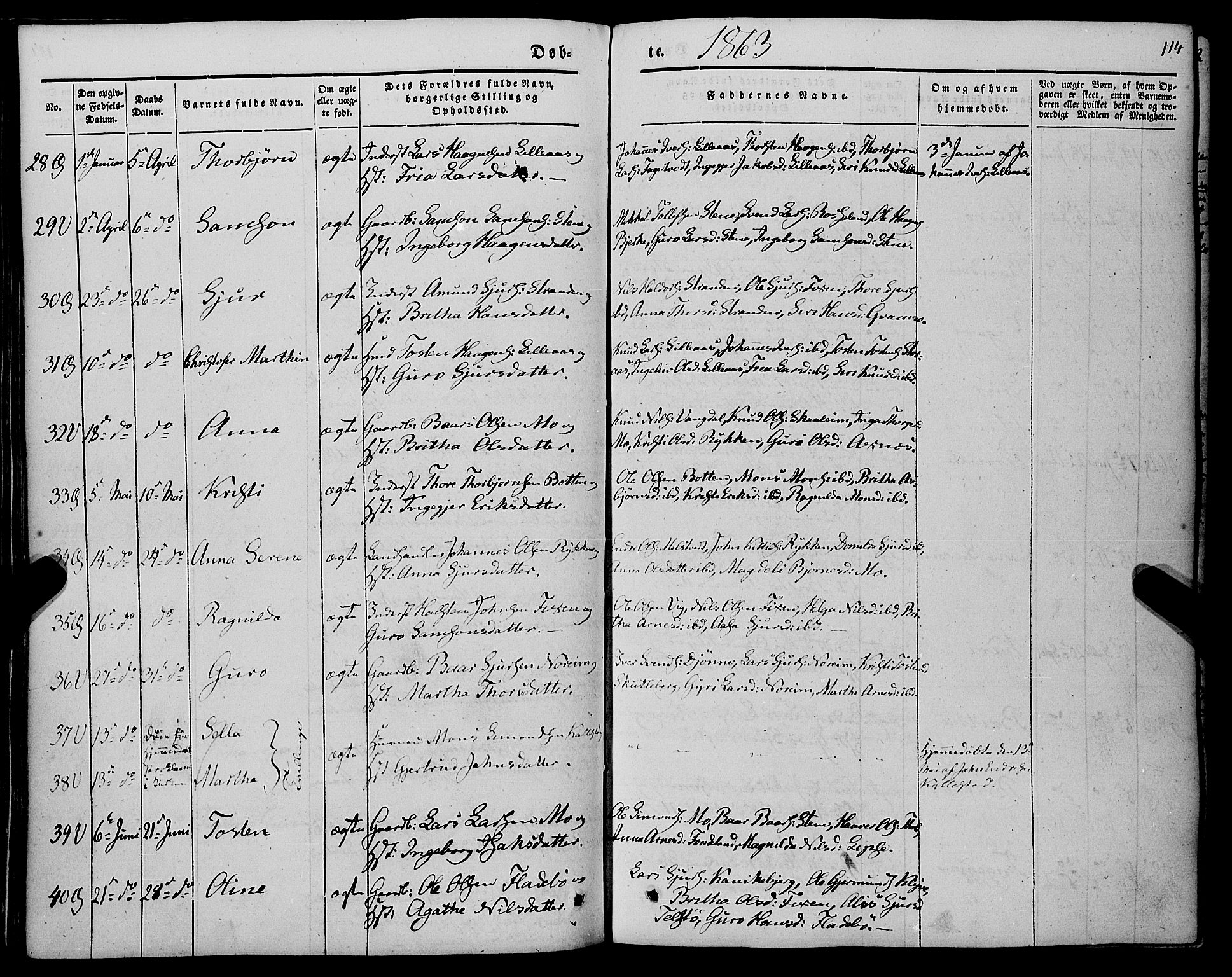 Kvam sokneprestembete, AV/SAB-A-76201/H/Haa: Parish register (official) no. A 8, 1844-1863, p. 114