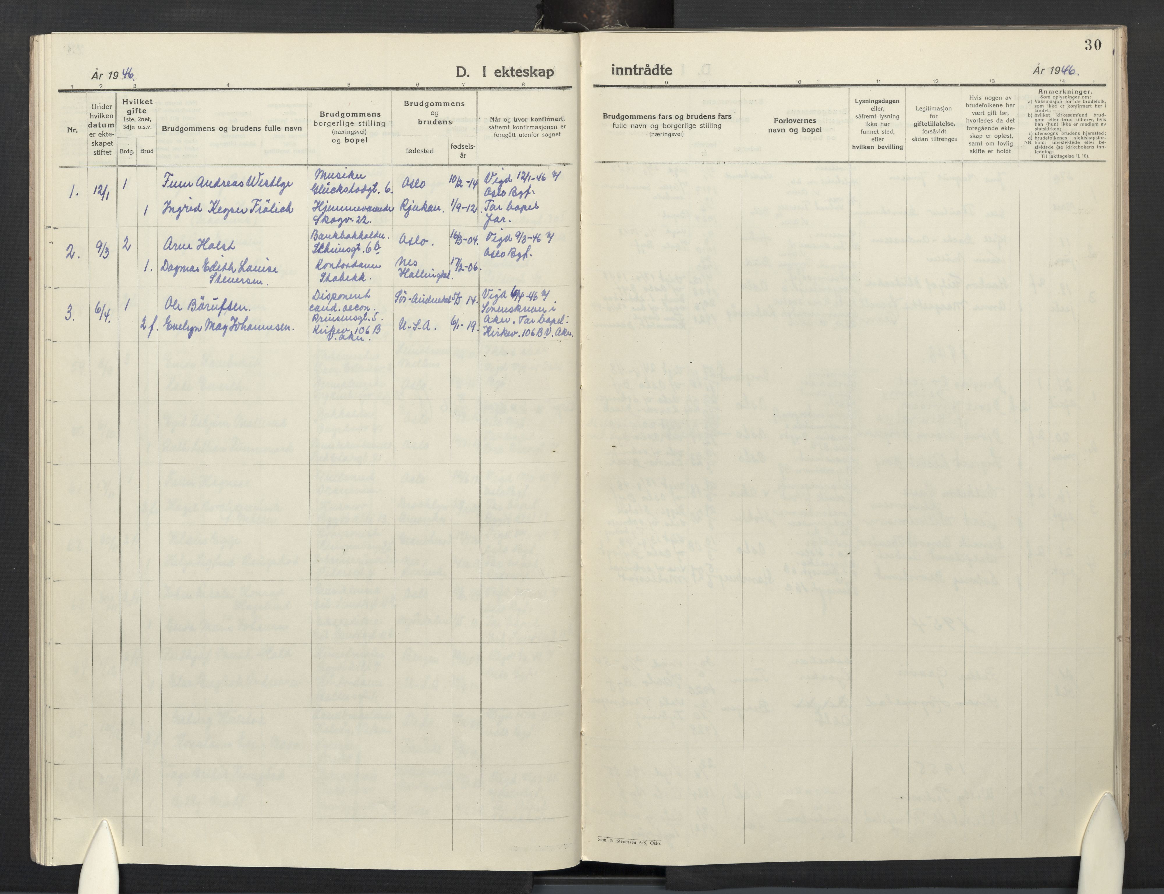 Uranienborg prestekontor Kirkebøker, SAO/A-10877/F/Fb/L0001: Parish register (official) no. II 1, 1942-1964, p. 30