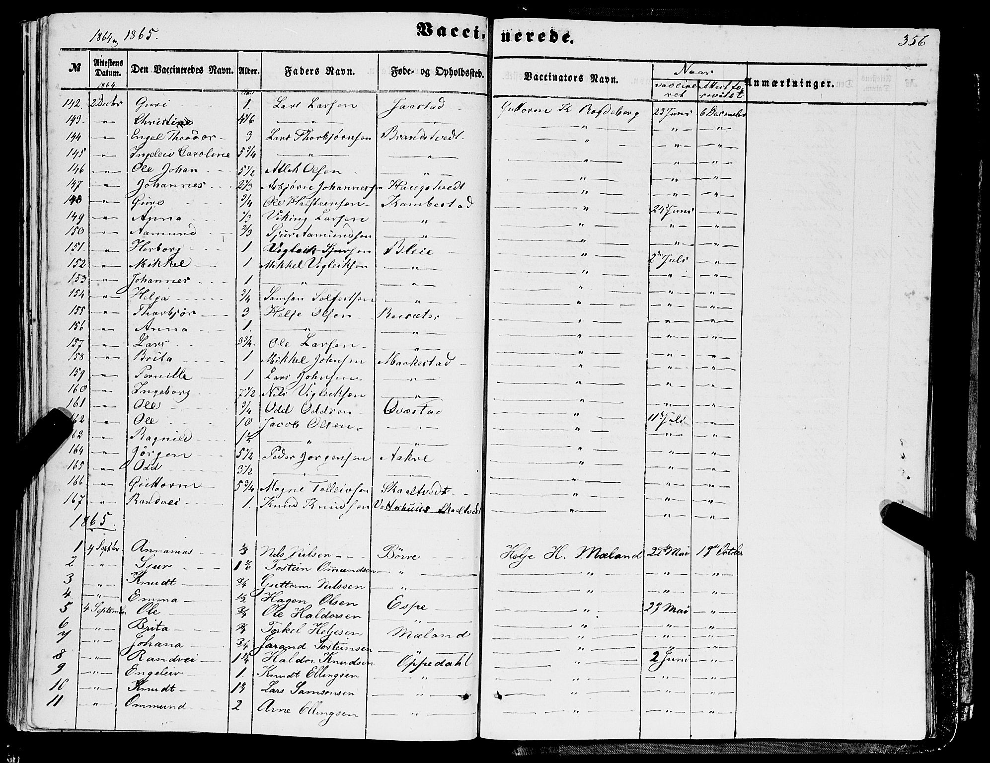 Ullensvang sokneprestembete, AV/SAB-A-78701/H/Haa: Parish register (official) no. A 11, 1854-1866, p. 356