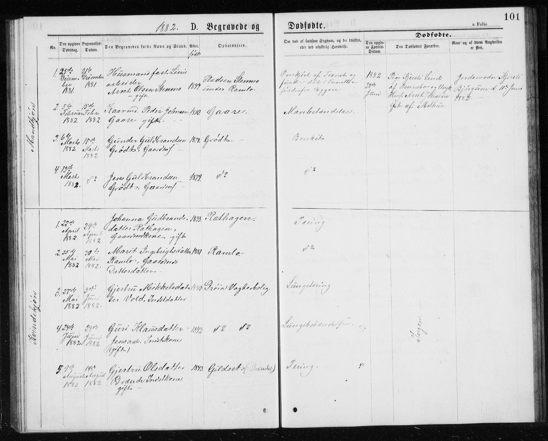 Ministerialprotokoller, klokkerbøker og fødselsregistre - Sør-Trøndelag, SAT/A-1456/685/L0977: Parish register (copy) no. 685C02, 1879-1890, p. 101