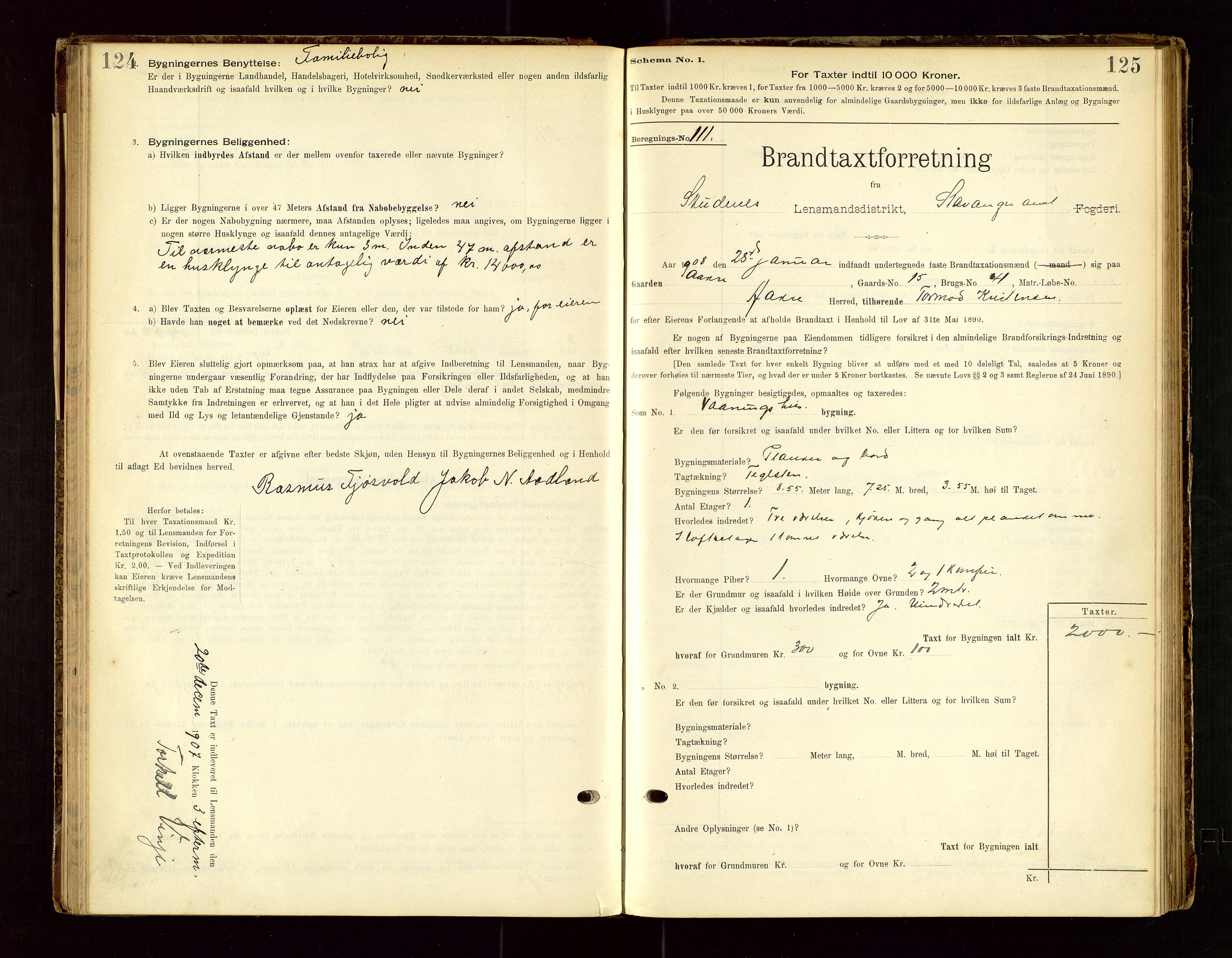 Skudenes lensmannskontor, SAST/A-100444/Gob/L0001: "Brandtaxationsprotokoll", 1895-1924, p. 124-125