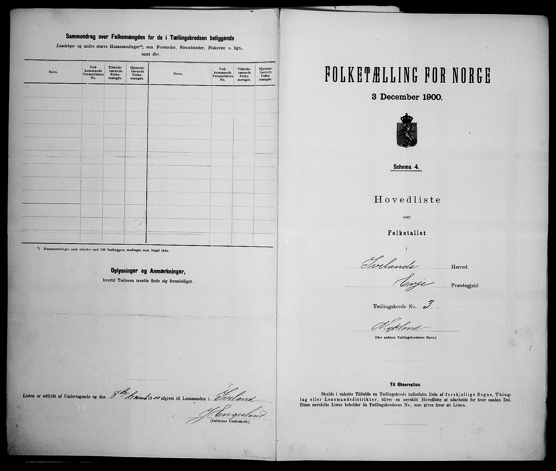 SAK, 1900 census for Iveland, 1900, p. 19