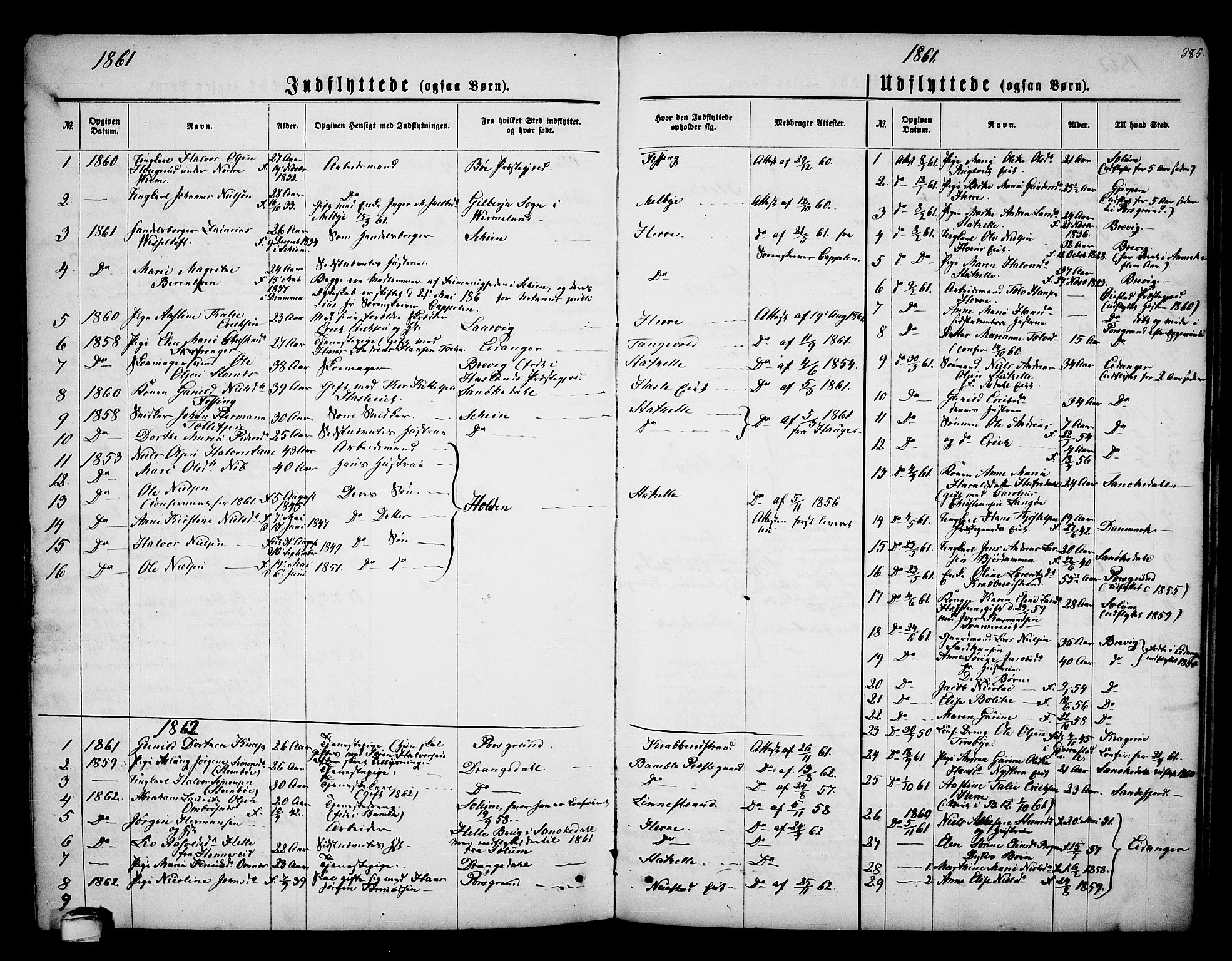 Bamble kirkebøker, AV/SAKO-A-253/G/Ga/L0006: Parish register (copy) no. I 6, 1860-1876, p. 385