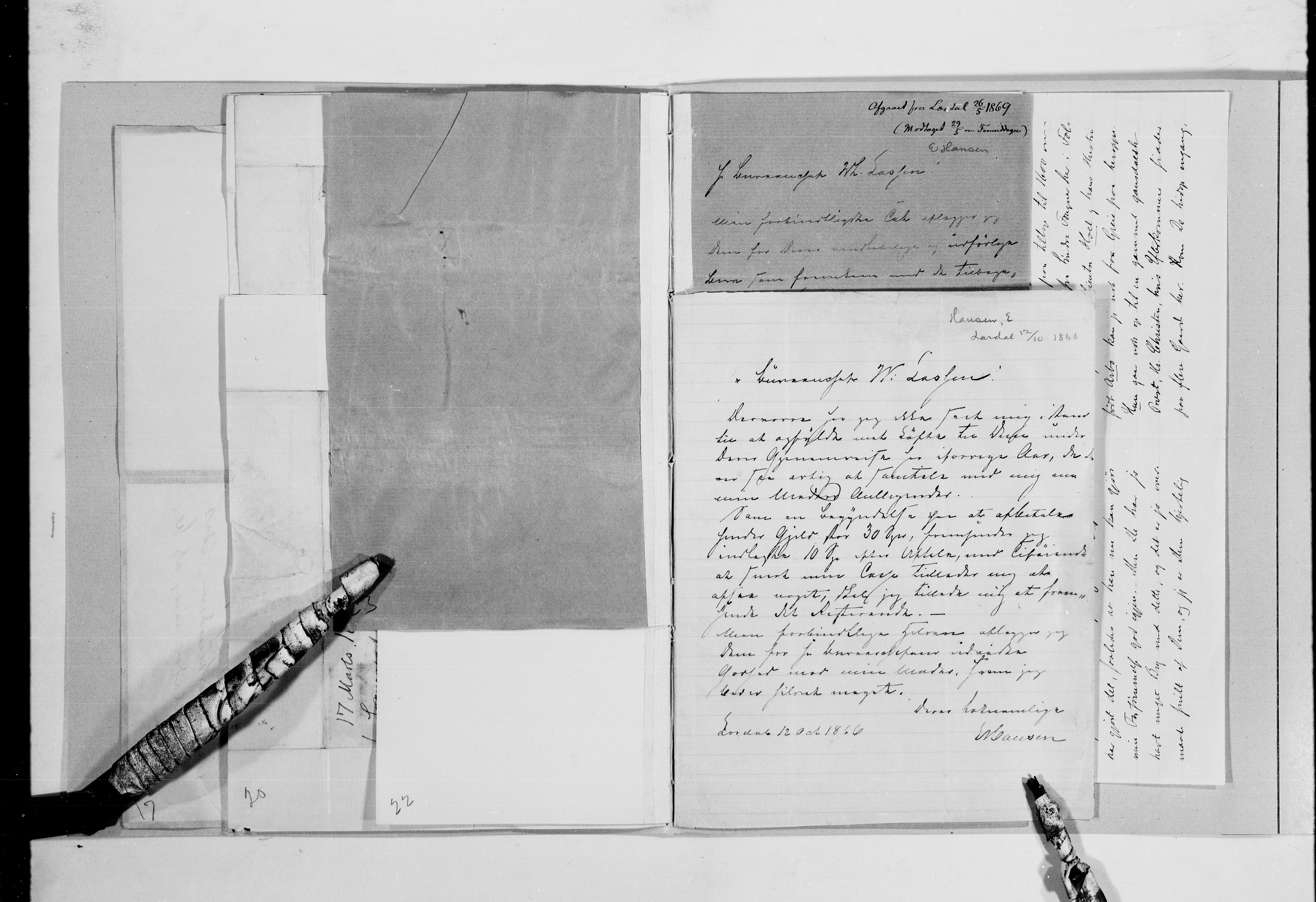 Lassens samlinger, AV/RA-PA-0051/G/L0098: Alfabetisk ordnede brev til Wilhelm Lassen: Hagemann - Jørgensen, 1815-1907, p. 36