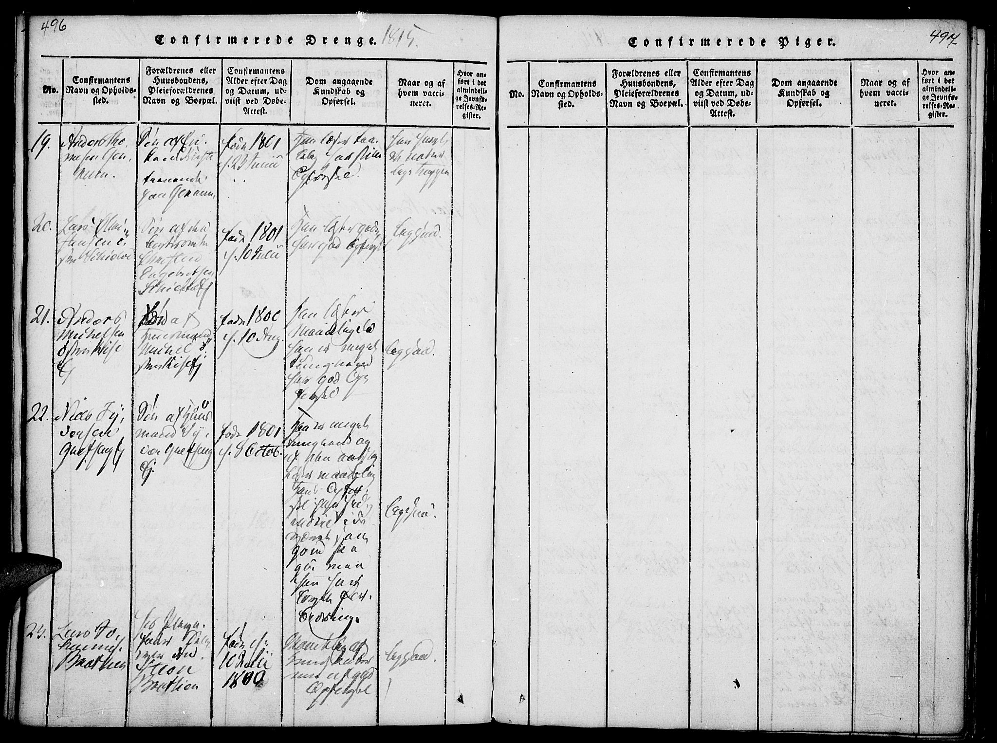 Nes prestekontor, Hedmark, SAH/PREST-020/K/Ka/L0002: Parish register (official) no. 2, 1813-1827, p. 496-497