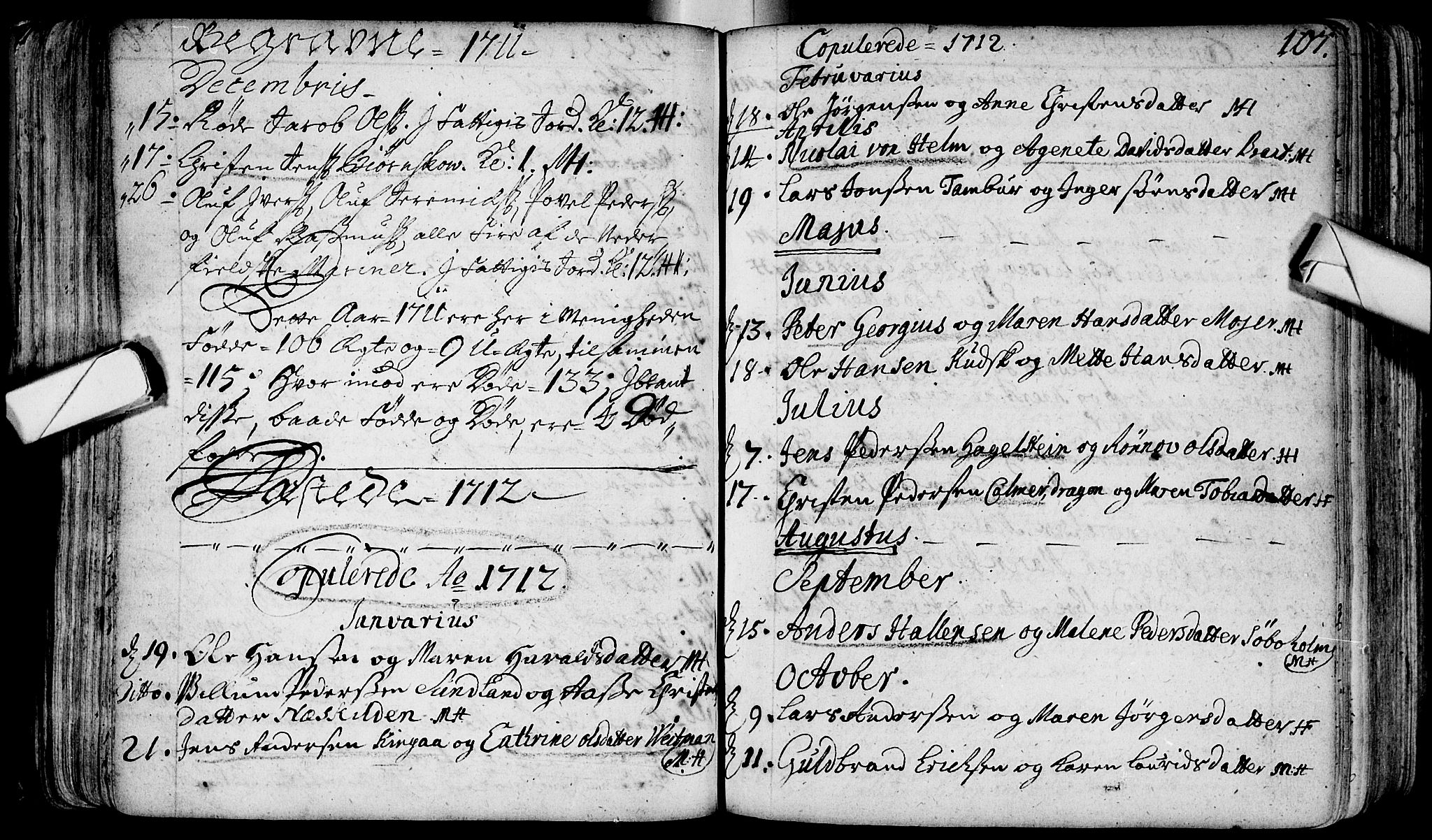 Bragernes kirkebøker, SAKO/A-6/F/Fa/L0003: Parish register (official) no. I 3, 1706-1734, p. 107