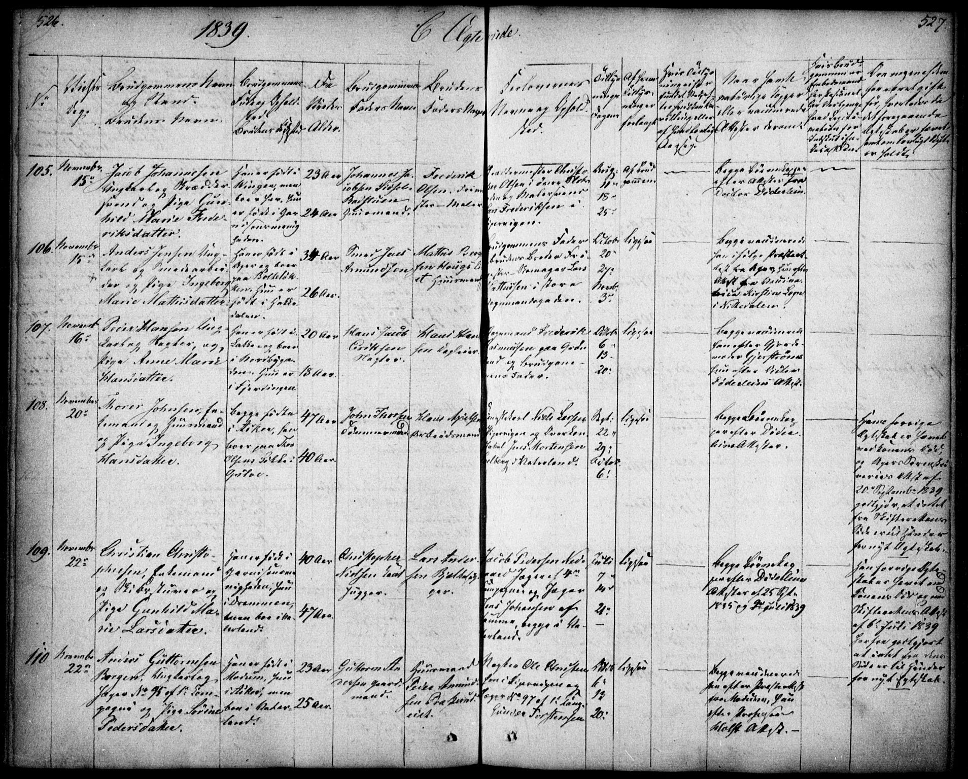 Oslo domkirke Kirkebøker, SAO/A-10752/F/Fa/L0019: Parish register (official) no. 19, 1828-1847, p. 526-527