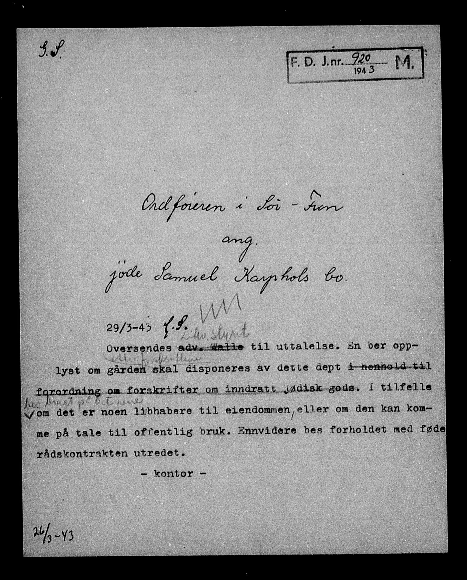 Justisdepartementet, Tilbakeføringskontoret for inndratte formuer, AV/RA-S-1564/H/Hc/Hcc/L0949: --, 1945-1947, p. 712