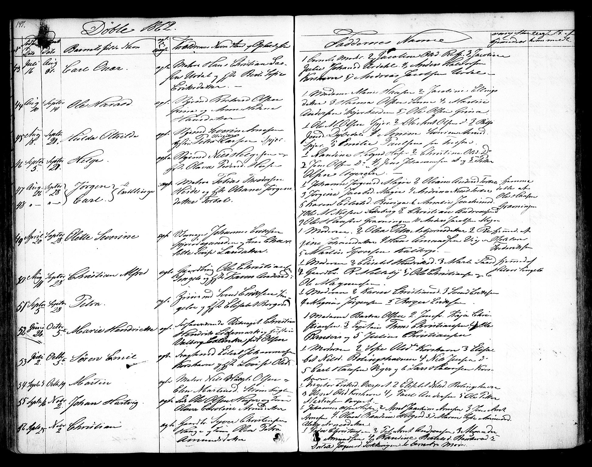 Hvaler prestekontor Kirkebøker, AV/SAO-A-2001/F/Fa/L0006: Parish register (official) no. I 6, 1846-1863, p. 147