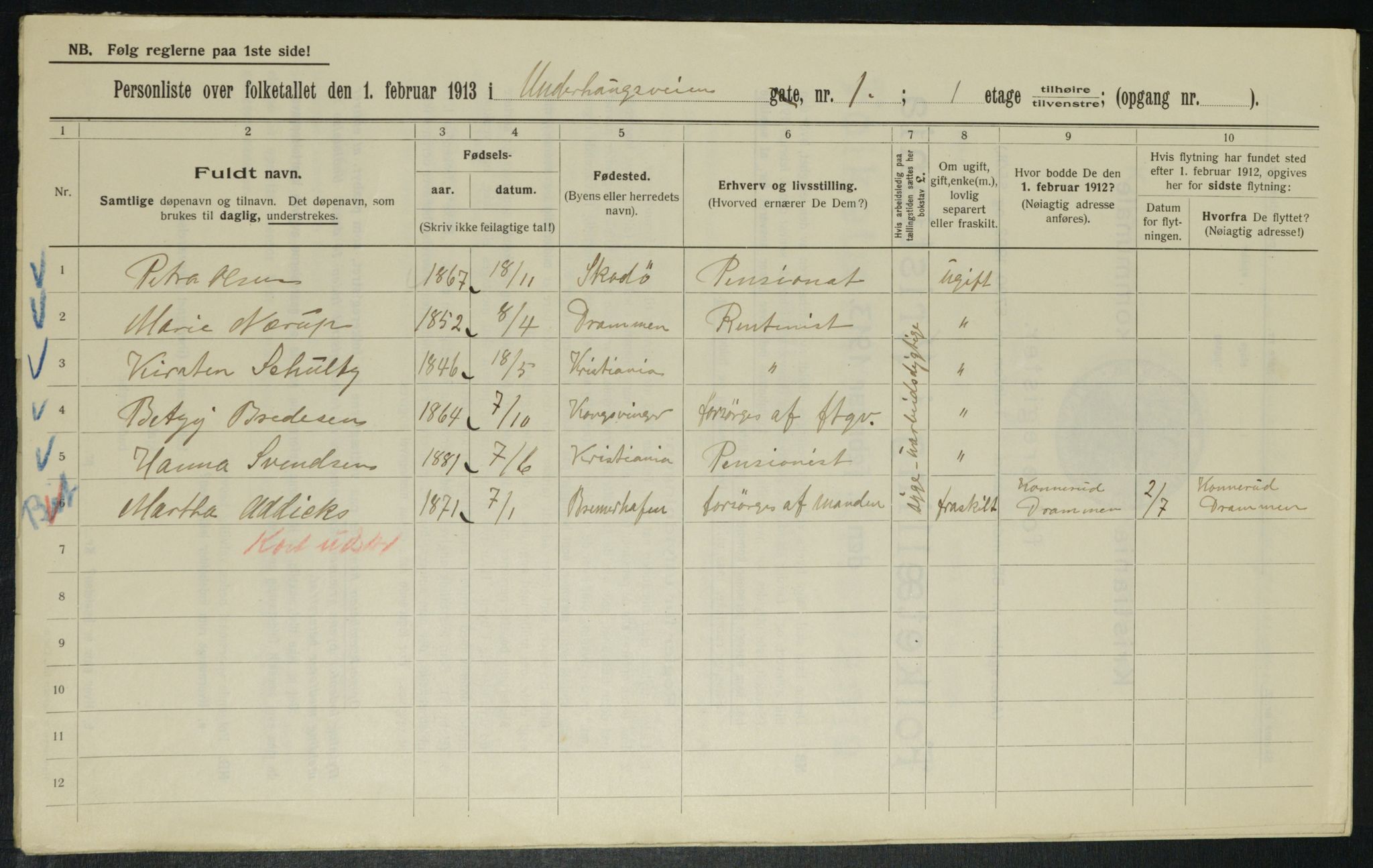 OBA, Municipal Census 1913 for Kristiania, 1913, p. 119671