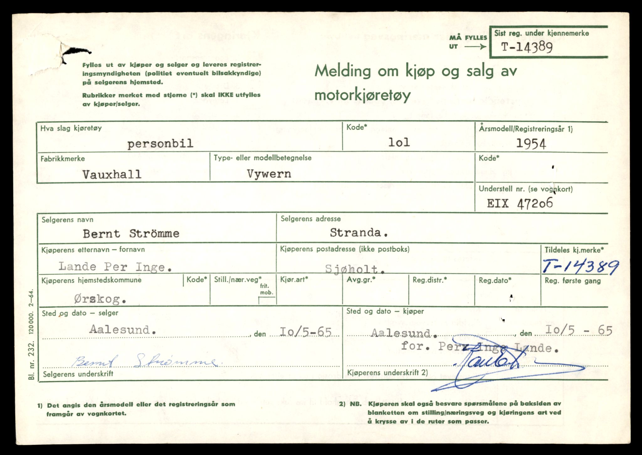 Møre og Romsdal vegkontor - Ålesund trafikkstasjon, AV/SAT-A-4099/F/Fe/L0045: Registreringskort for kjøretøy T 14320 - T 14444, 1927-1998, p. 1767