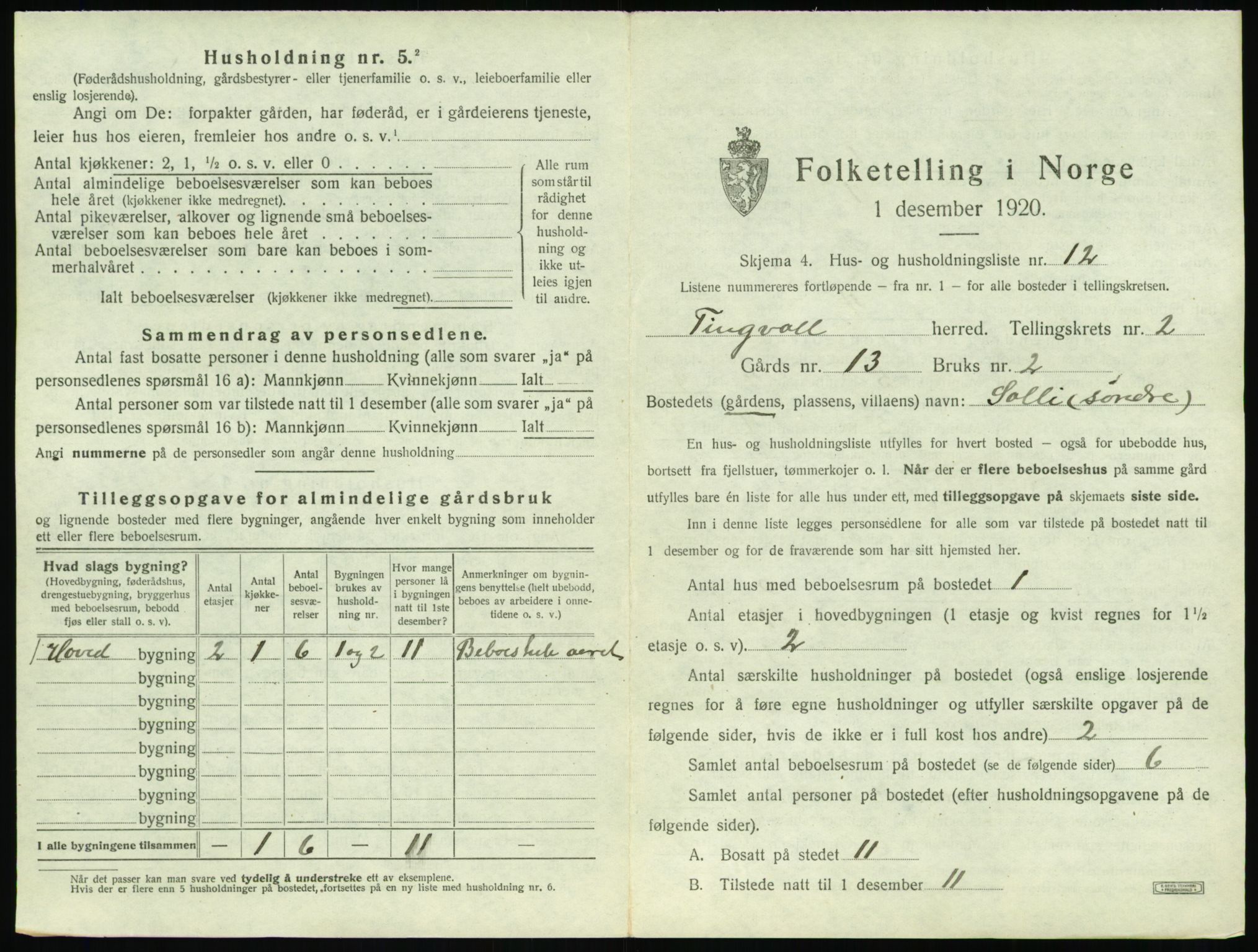 SAT, 1920 census for Tingvoll, 1920, p. 100