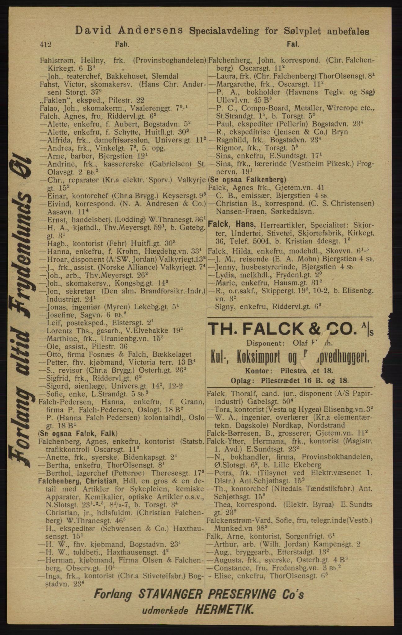 Kristiania/Oslo adressebok, PUBL/-, 1913, p. 424