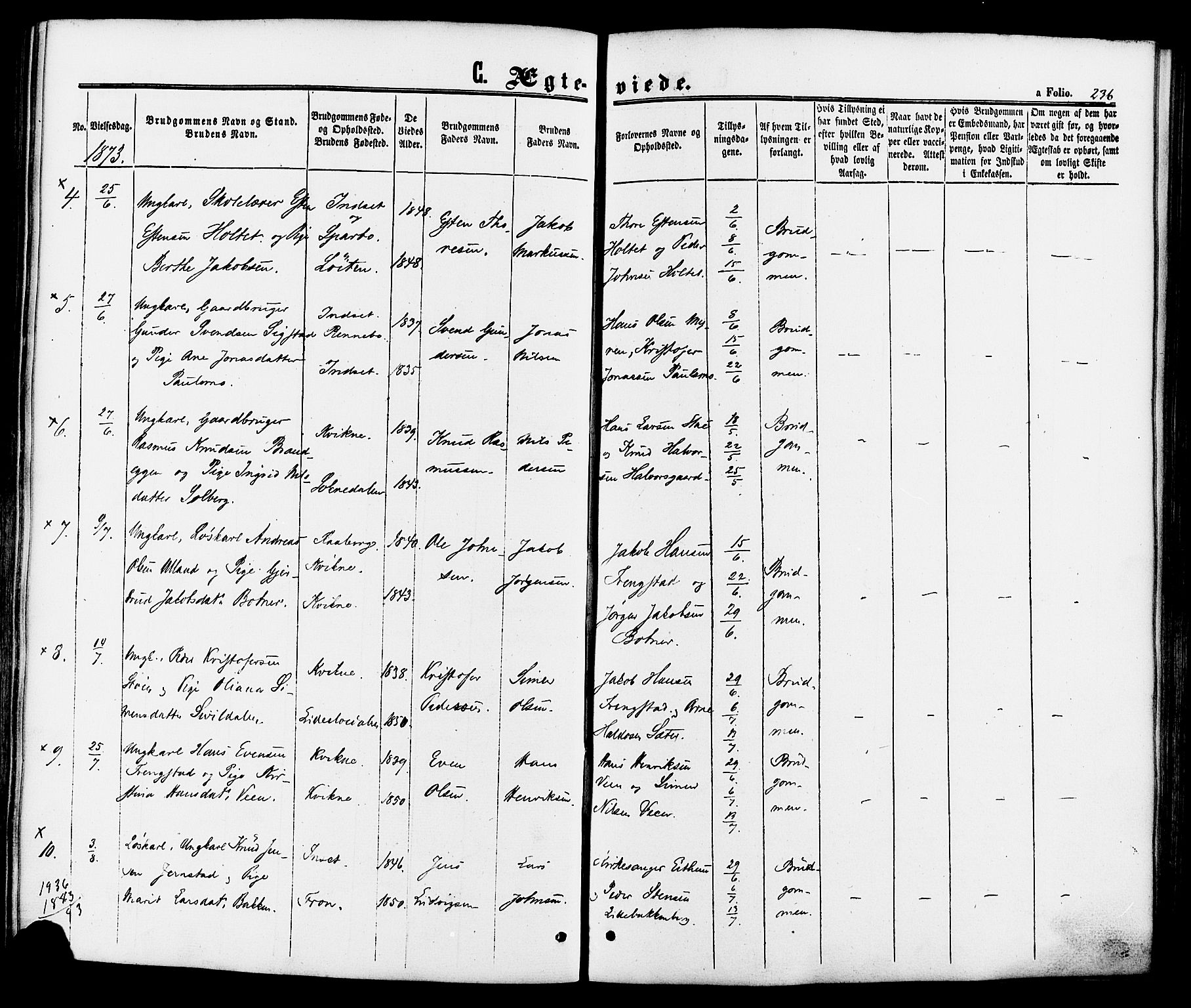 Kvikne prestekontor, AV/SAH-PREST-064/H/Ha/Haa/L0006: Parish register (official) no. 6, 1863-1886, p. 236