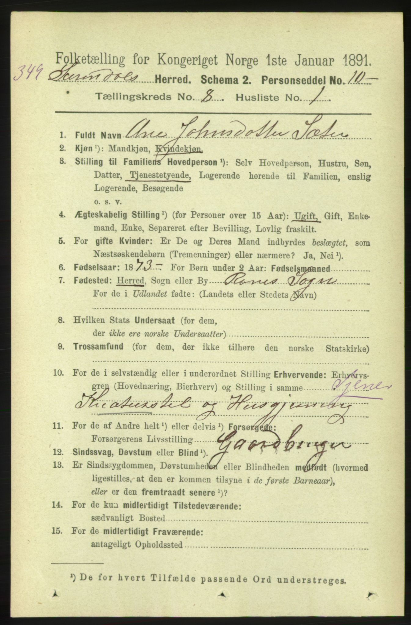RA, 1891 census for 1566 Surnadal, 1891, p. 2080