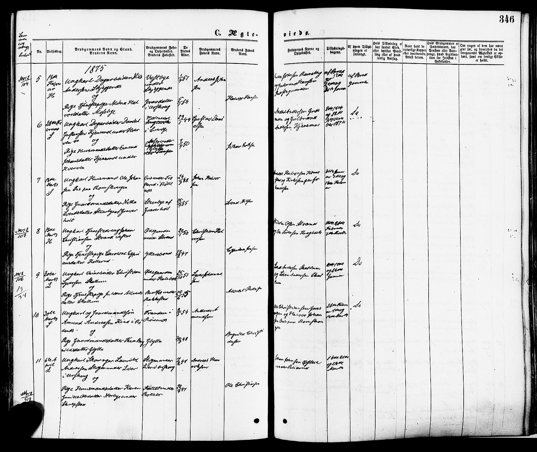 Høland prestekontor Kirkebøker, AV/SAO-A-10346a/F/Fa/L0012.a: Parish register (official) no. I 12A, 1869-1879, p. 346