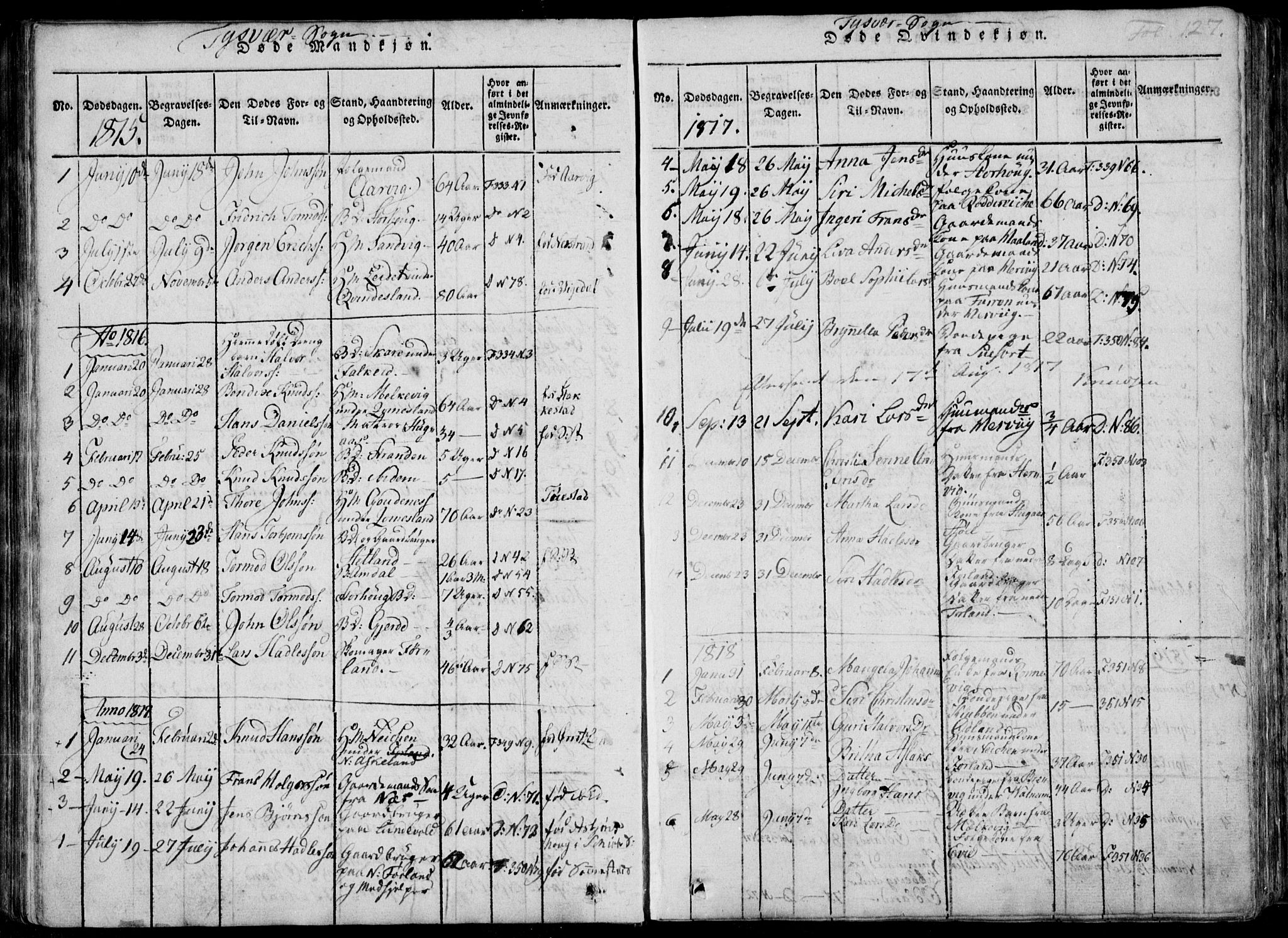 Skjold sokneprestkontor, AV/SAST-A-101847/H/Ha/Haa/L0004: Parish register (official) no. A 4 /1, 1815-1830, p. 127