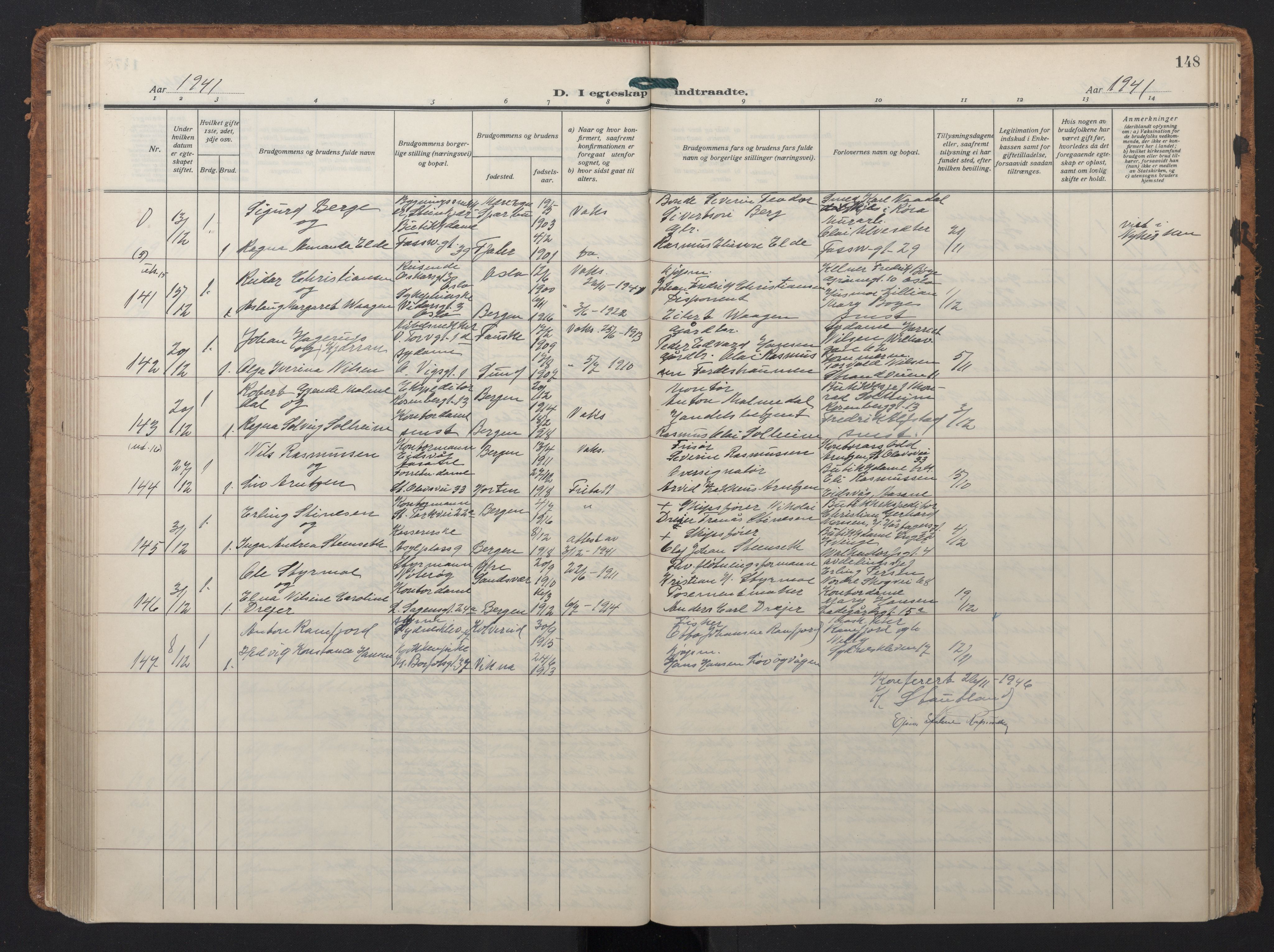 Johanneskirken sokneprestembete, AV/SAB-A-76001/H/Hab: Parish register (copy) no. C 3, 1929-1949, p. 147b-148a