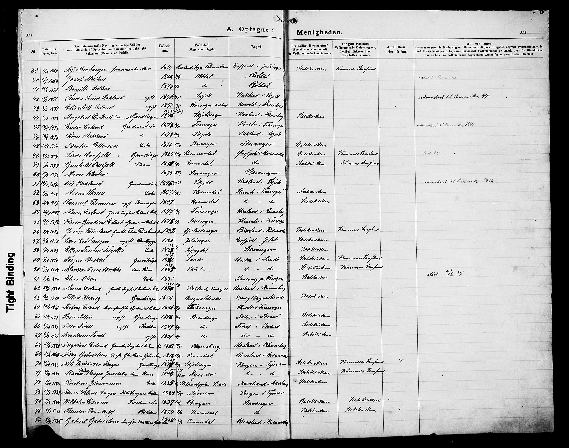 Pa 0160 - Vennenes Samfunn, Stavanger, AV/SAST-A-100269/F/Fb/L0001: Dissenter register no. 1, 1860-1897, p. 3