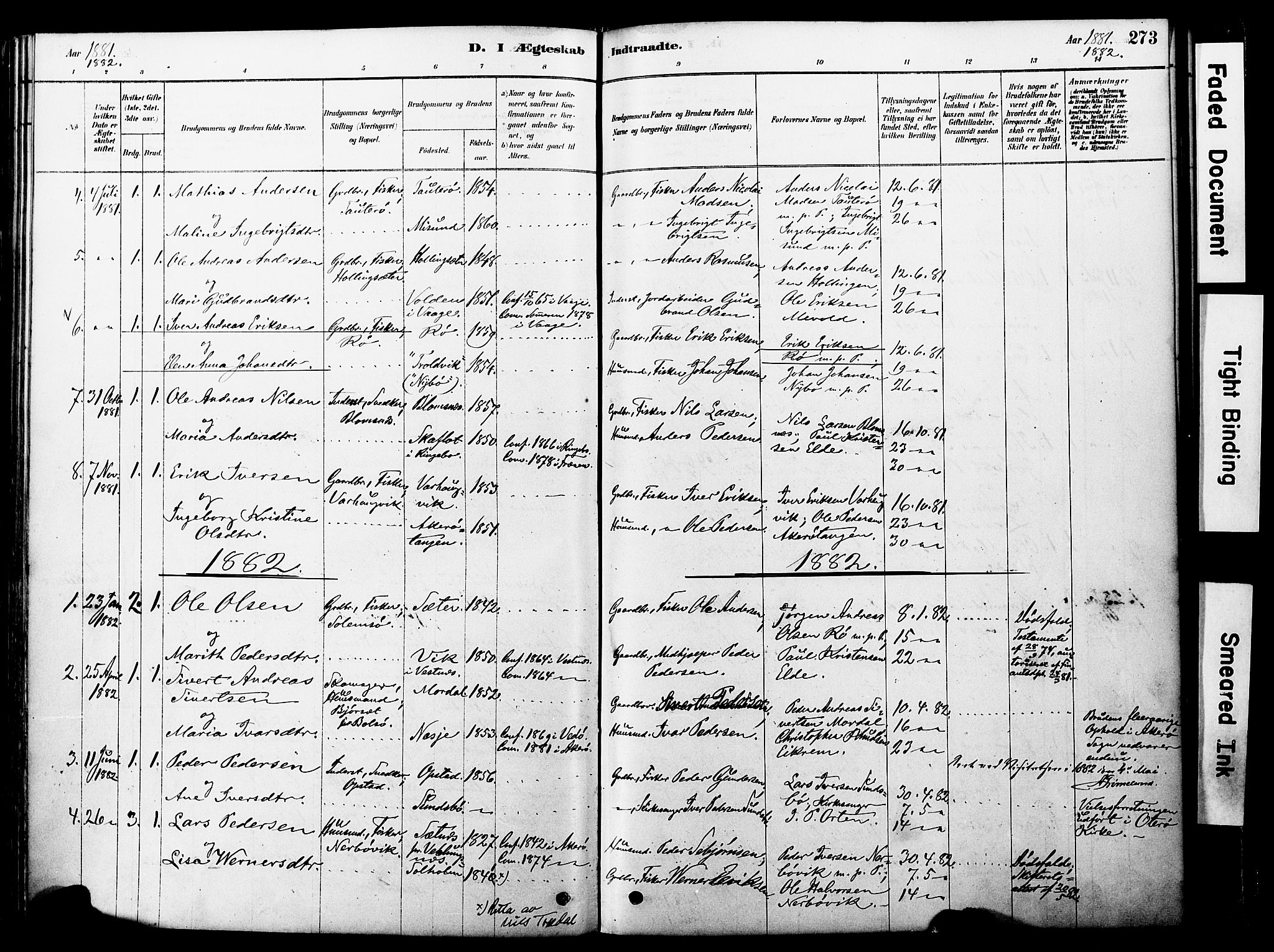 Ministerialprotokoller, klokkerbøker og fødselsregistre - Møre og Romsdal, AV/SAT-A-1454/560/L0721: Parish register (official) no. 560A05, 1878-1917, p. 273
