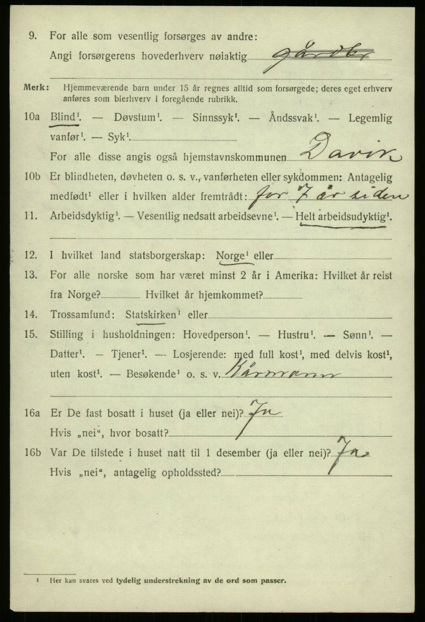 SAB, 1920 census for Davik, 1920, p. 1810