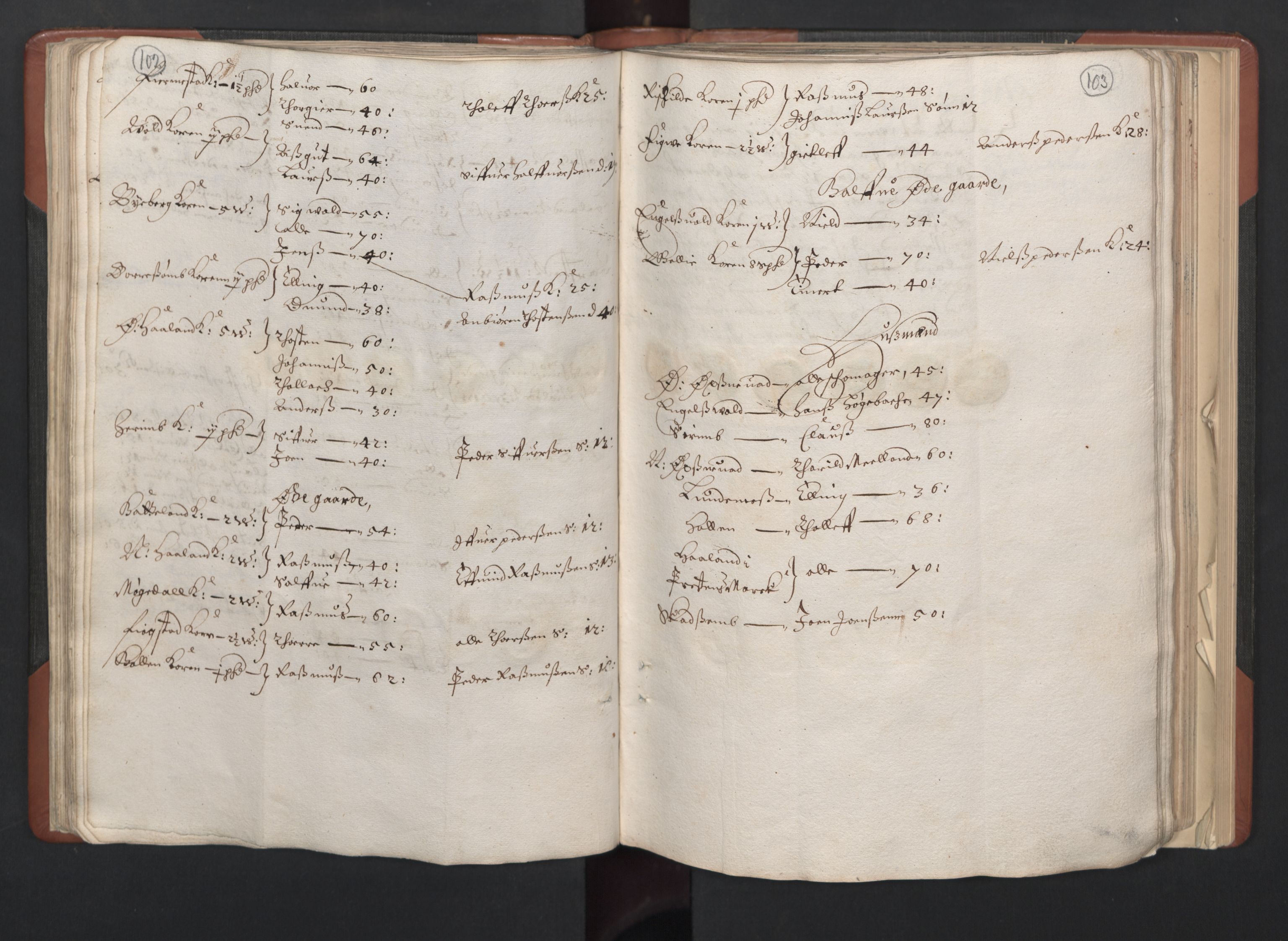 RA, Bailiff's Census 1664-1666, no. 11: Jæren and Dalane fogderi, 1664, p. 102-103