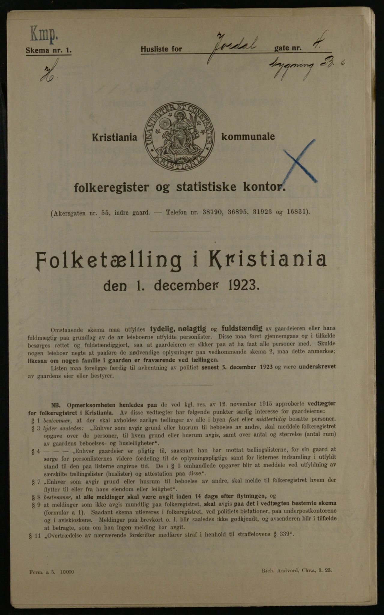 OBA, Municipal Census 1923 for Kristiania, 1923, p. 53094
