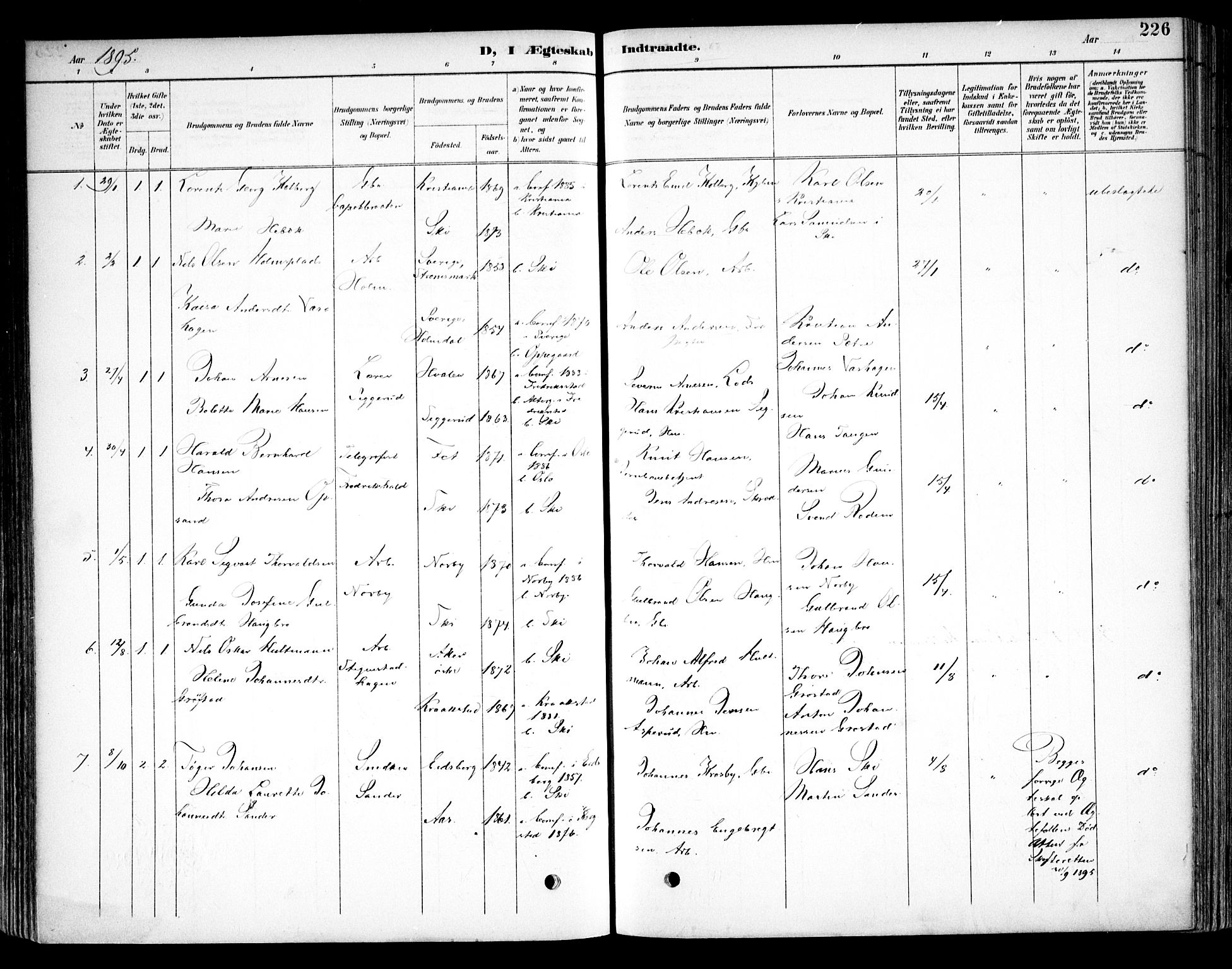 Kråkstad prestekontor Kirkebøker, SAO/A-10125a/F/Fb/L0002: Parish register (official) no. II 2, 1893-1917, p. 226