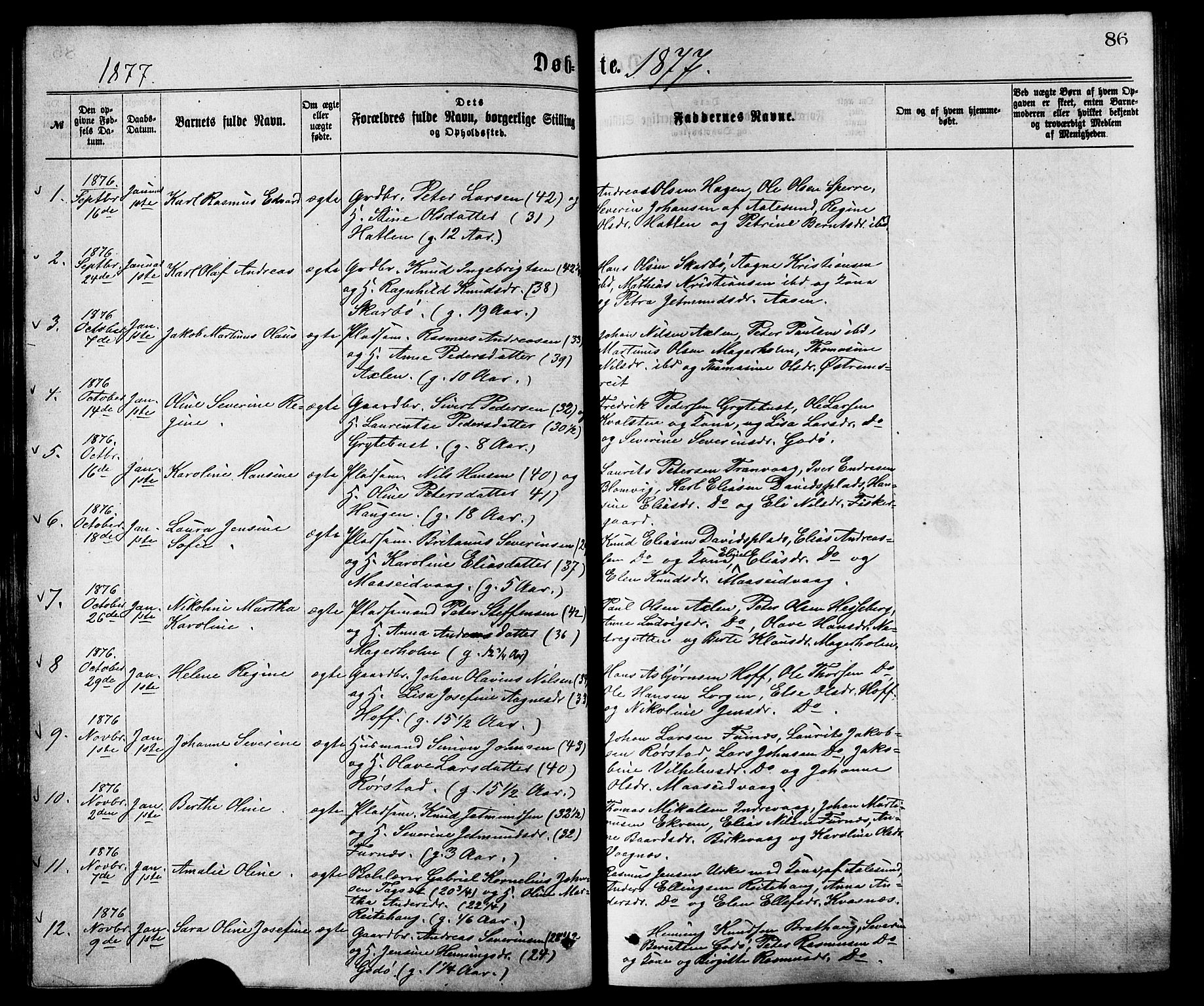 Ministerialprotokoller, klokkerbøker og fødselsregistre - Møre og Romsdal, AV/SAT-A-1454/528/L0400: Parish register (official) no. 528A11, 1871-1879, p. 86