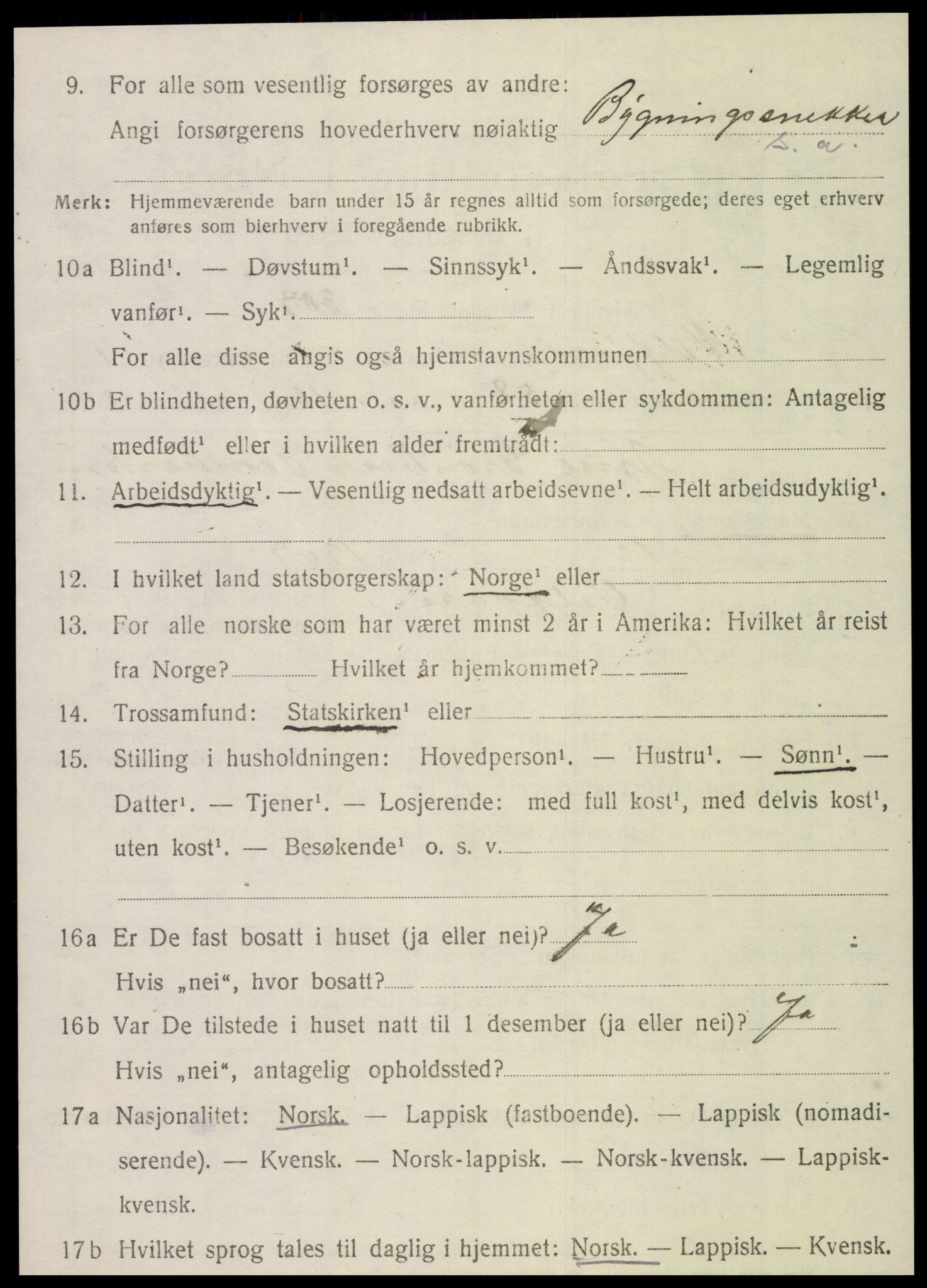 SAT, 1920 census for Velfjord, 1920, p. 1200