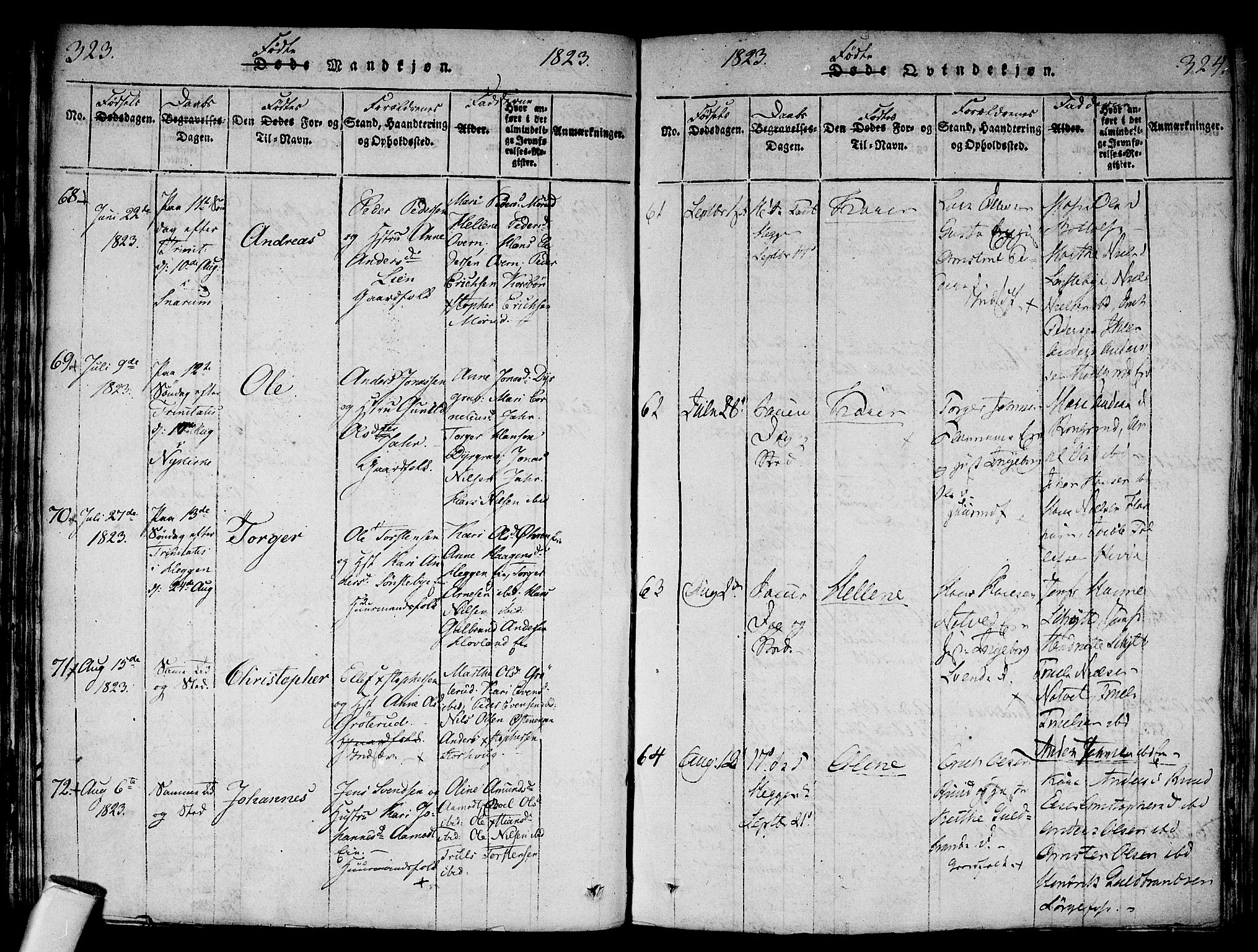 Modum kirkebøker, SAKO/A-234/F/Fa/L0004: Parish register (official) no. 4, 1818-1824, p. 323-324